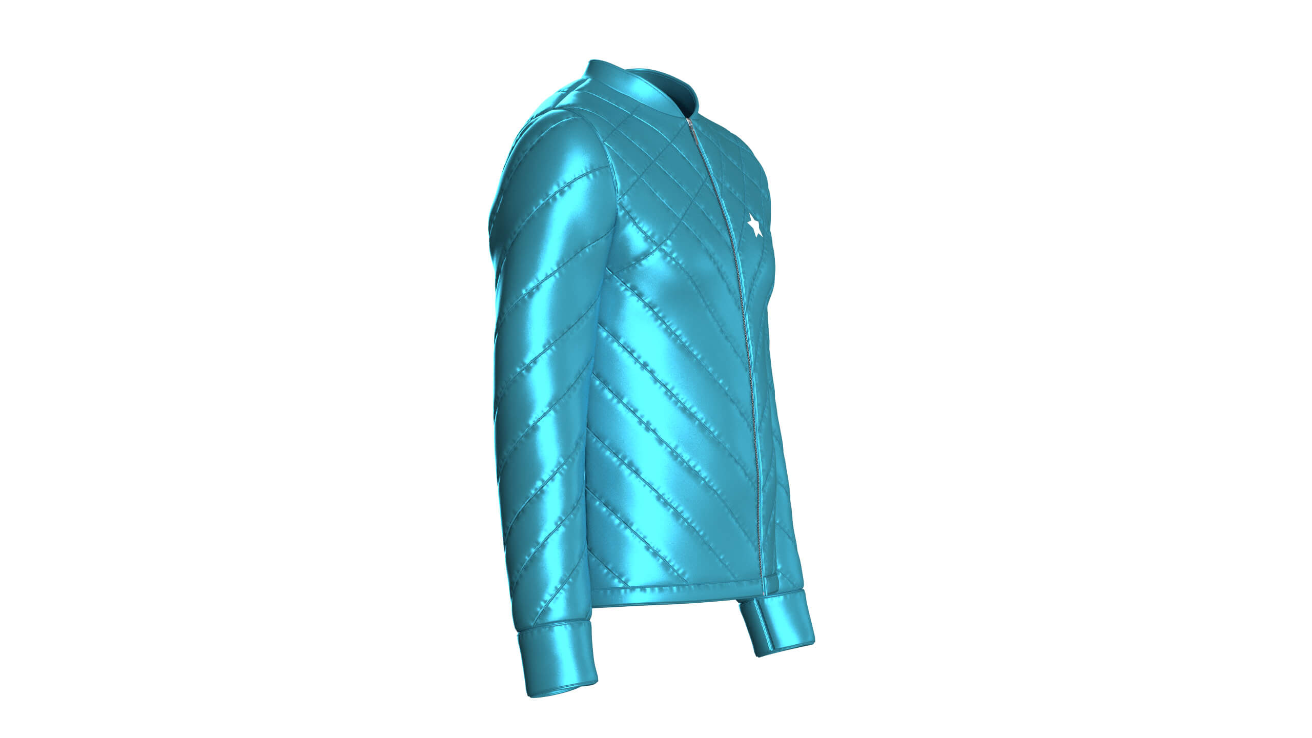 Men Chevron-Quilted Puffer Bomber Jacket 3D Model