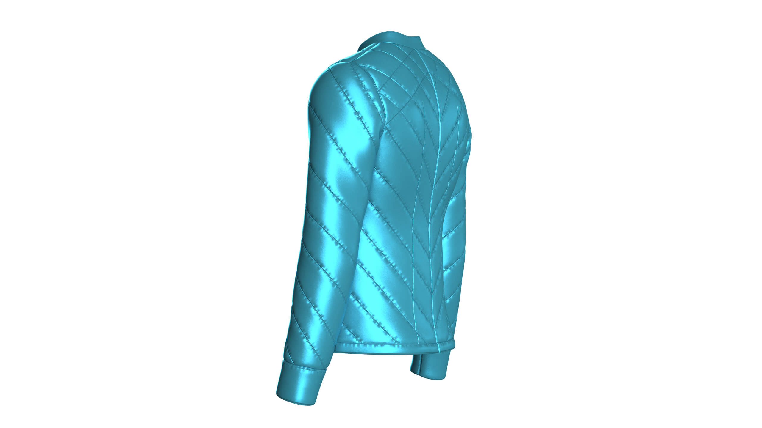 Men Chevron-Quilted Puffer Bomber Jacket 3D Model