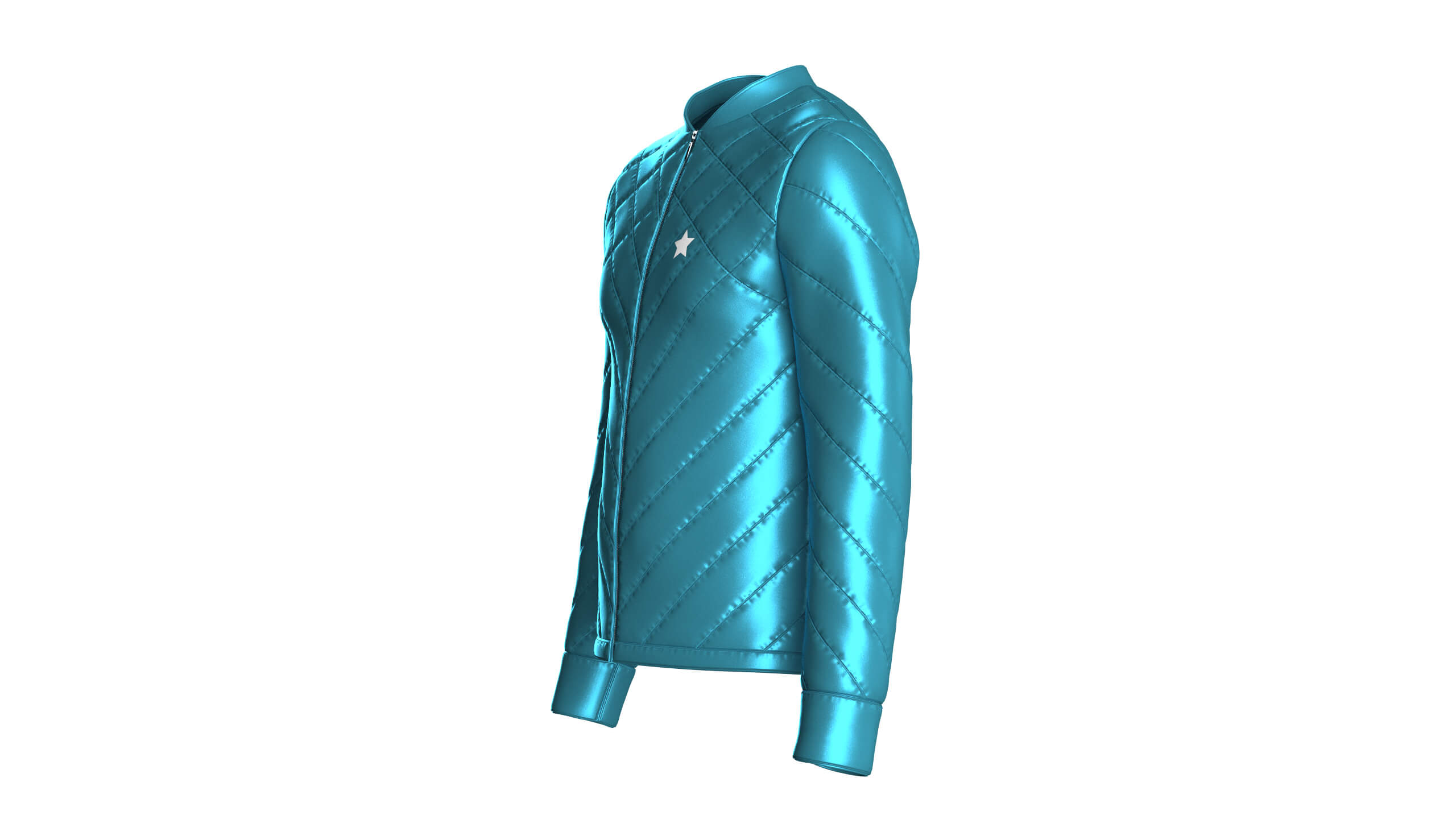 Men Chevron-Quilted Puffer Bomber Jacket 3D Model