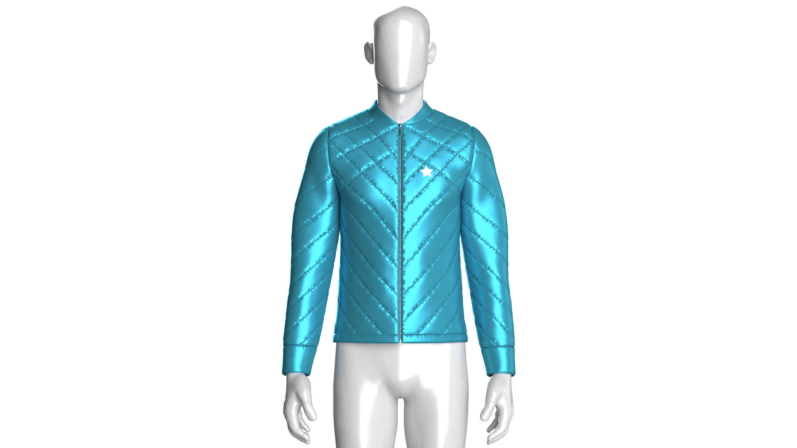 Men Chevron-Quilted Puffer Bomber Jacket 3D Model
