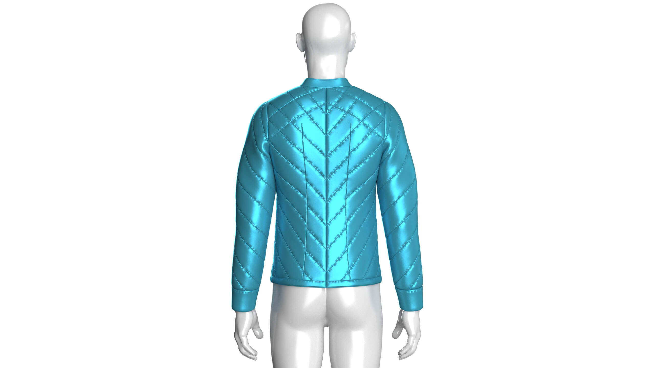 Men Chevron-Quilted Puffer Bomber Jacket 3D Model