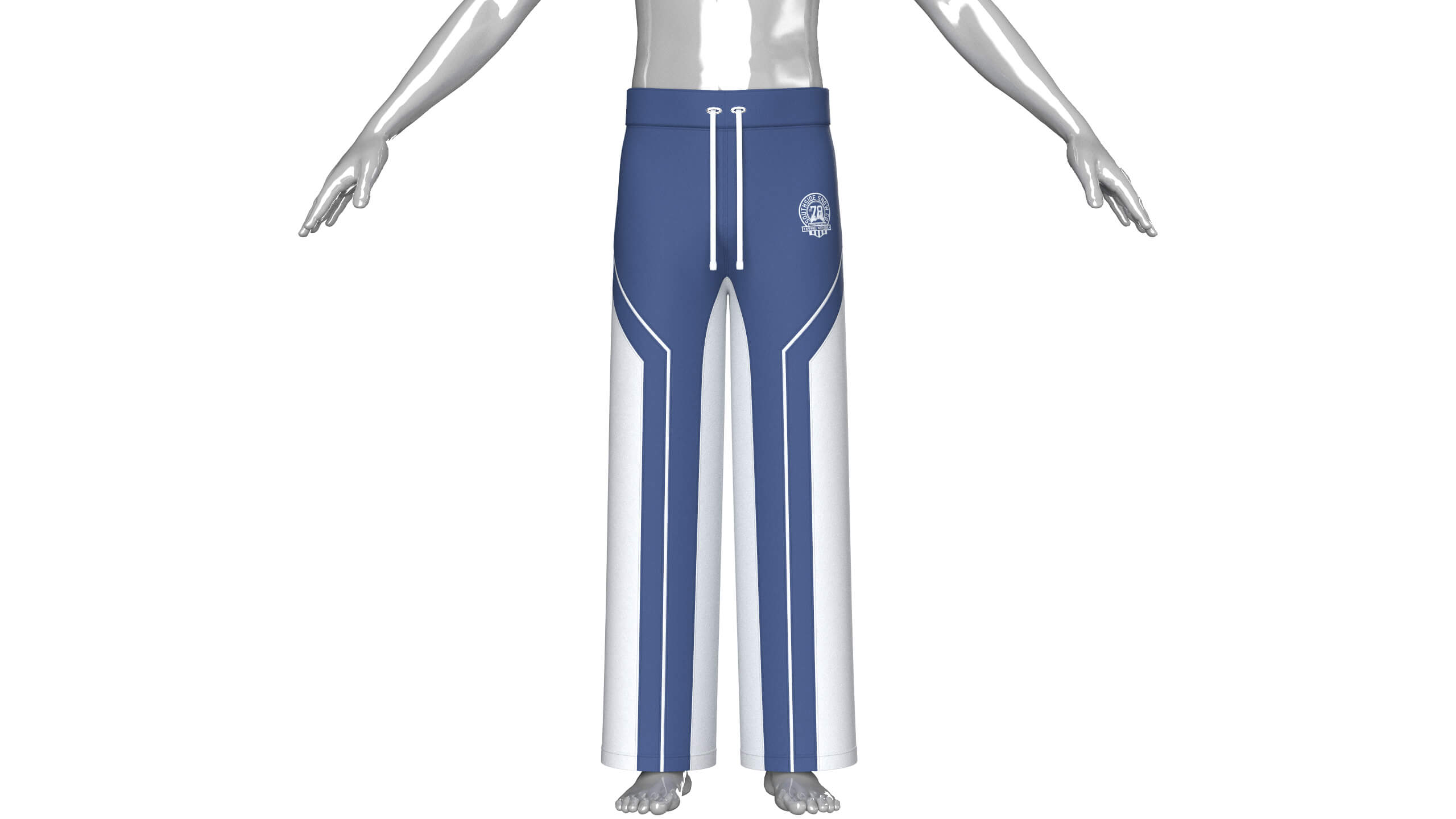 Men Colorblock Wide-Leg Sweatpants 3D Model
