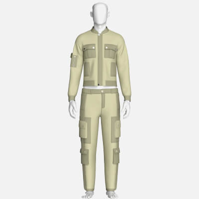 Men Flap Pocket Jacket with Pant Outfit