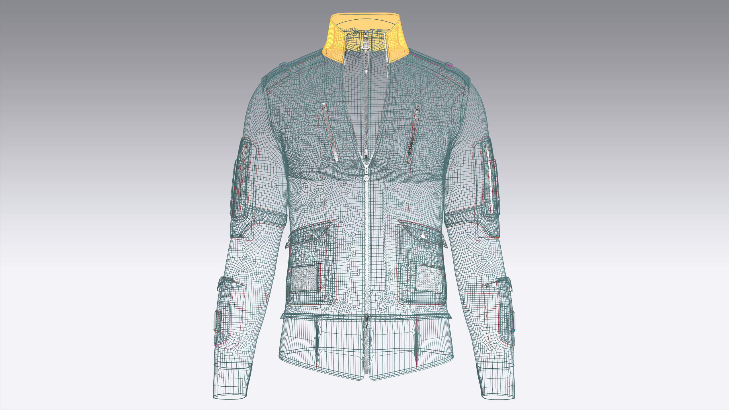 Men Full-Zip Tactical Jacket with Cargo Pocket 3D Model