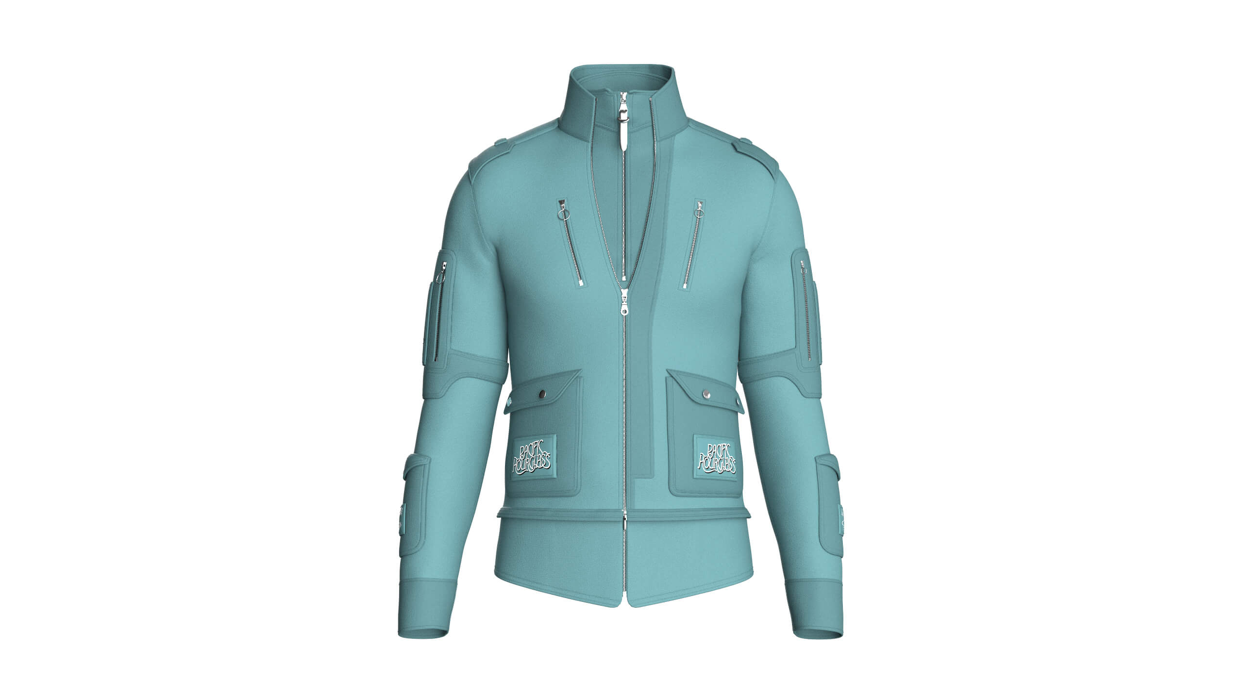Men Full-Zip Tactical Jacket with Cargo Pocket 3D Model
