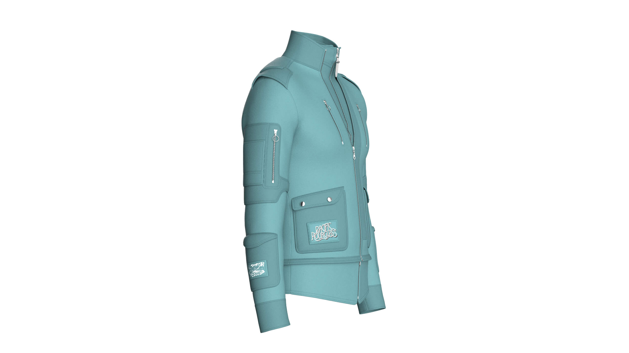 Men Full-Zip Tactical Jacket with Cargo Pocket 3D Model