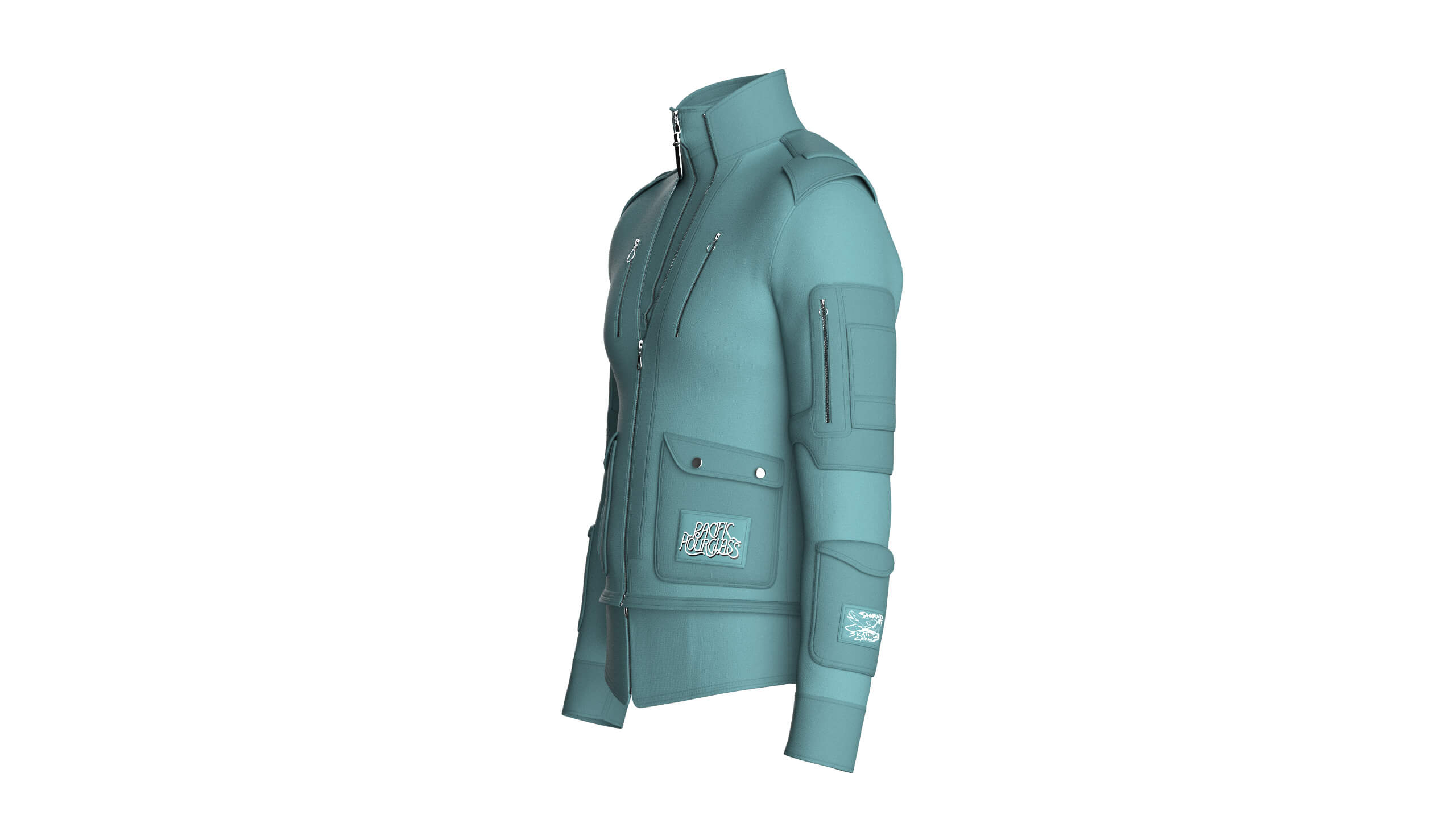 Men Full-Zip Tactical Jacket with Cargo Pocket 3D Model
