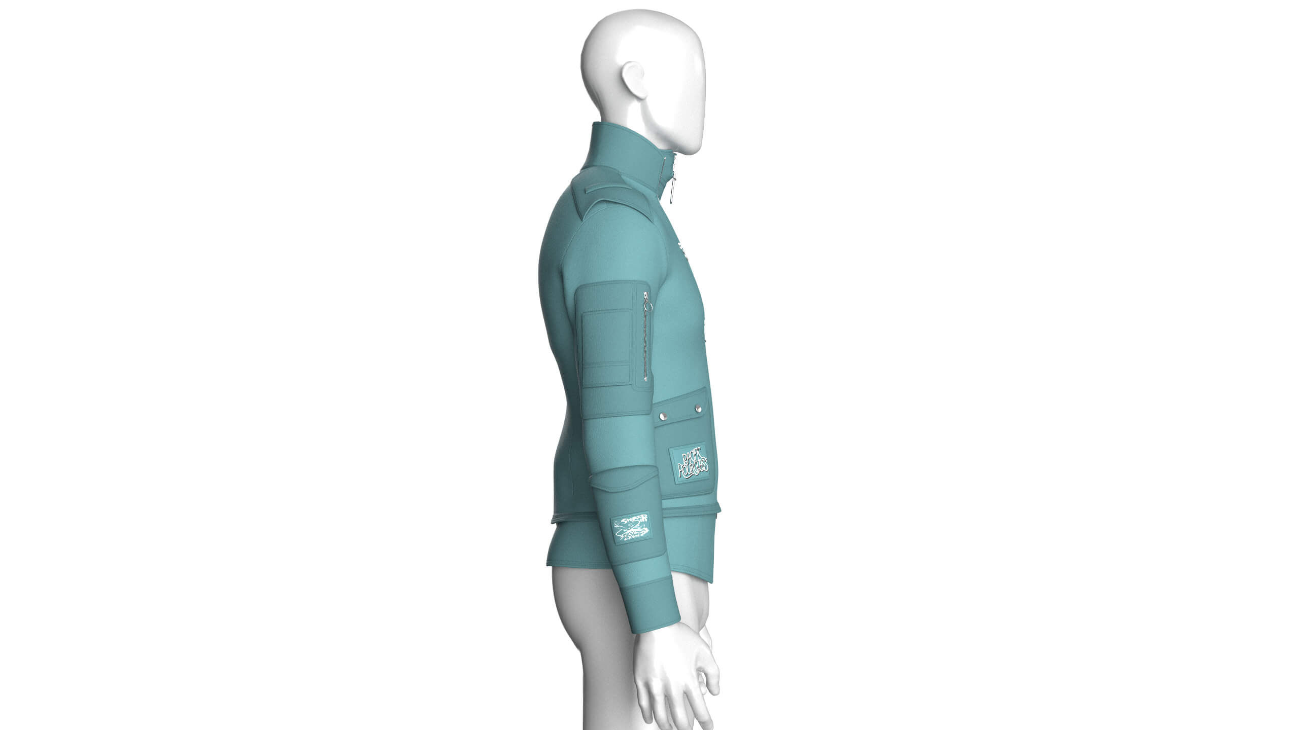 Men Full-Zip Tactical Jacket with Cargo Pocket 3D Model
