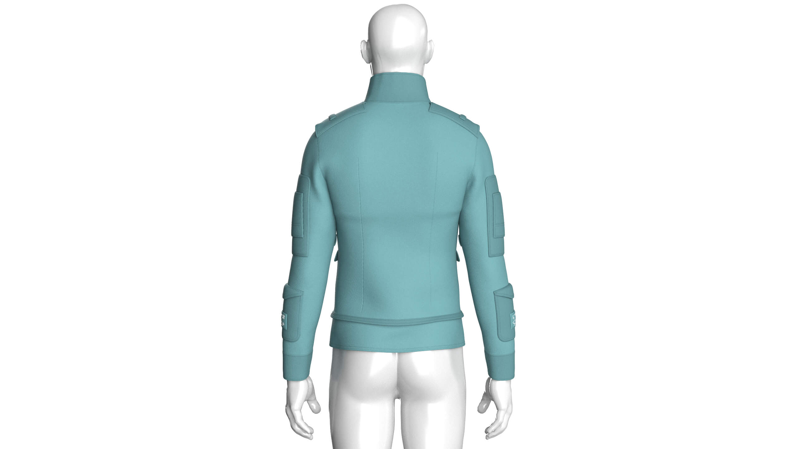 Men Full-Zip Tactical Jacket with Cargo Pocket 3D Model