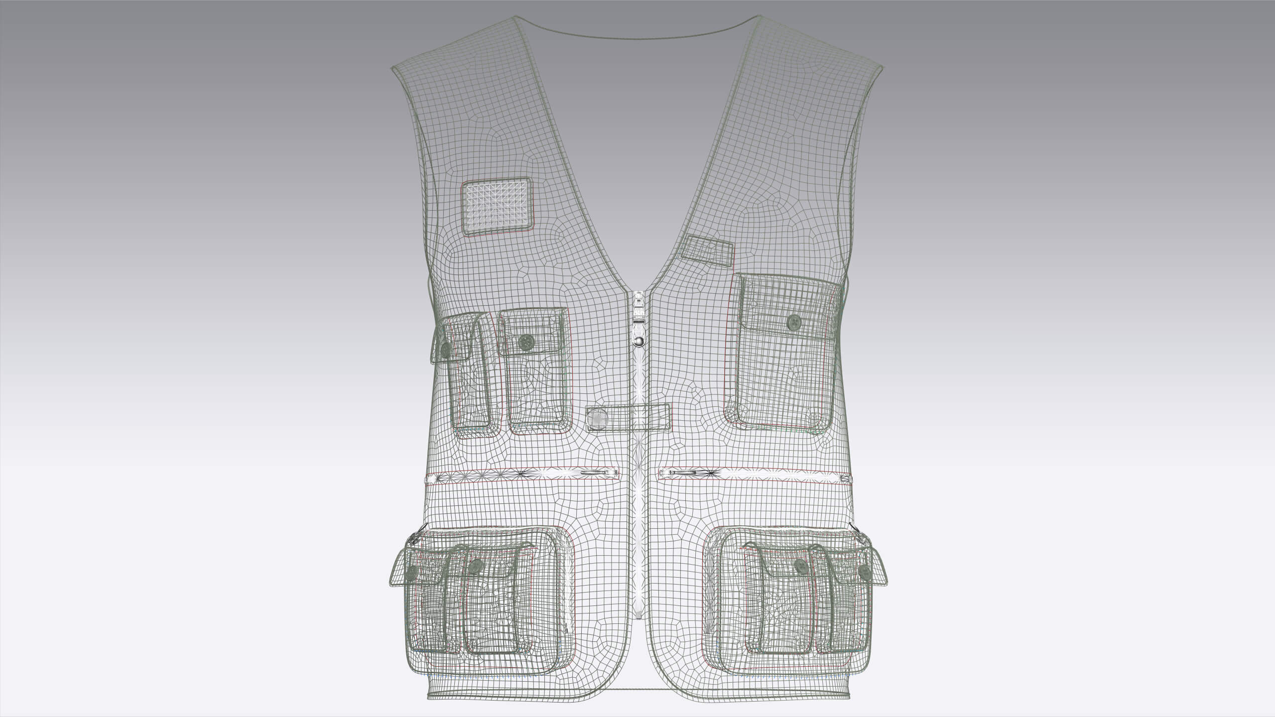 Men Full-Zip Tactical Utility Vest with Patch 3D Model