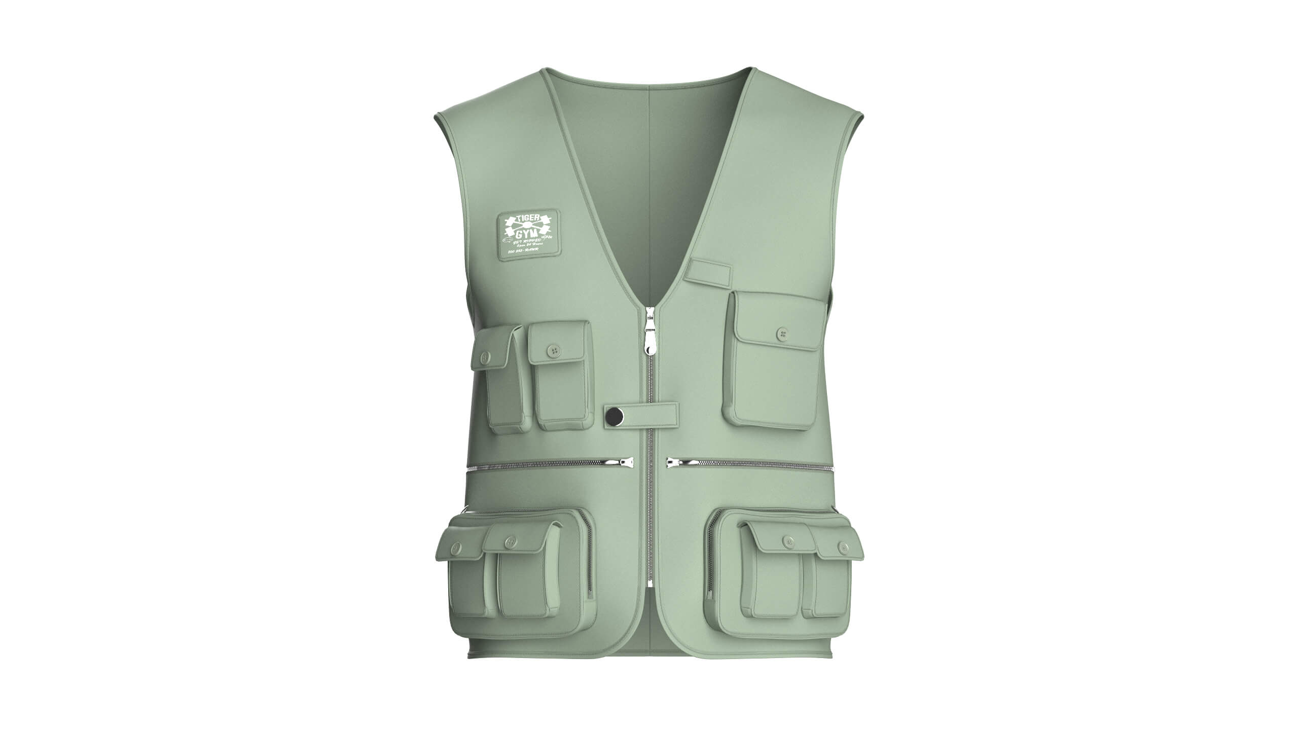 Men Full-Zip Tactical Utility Vest with Patch 3D Model