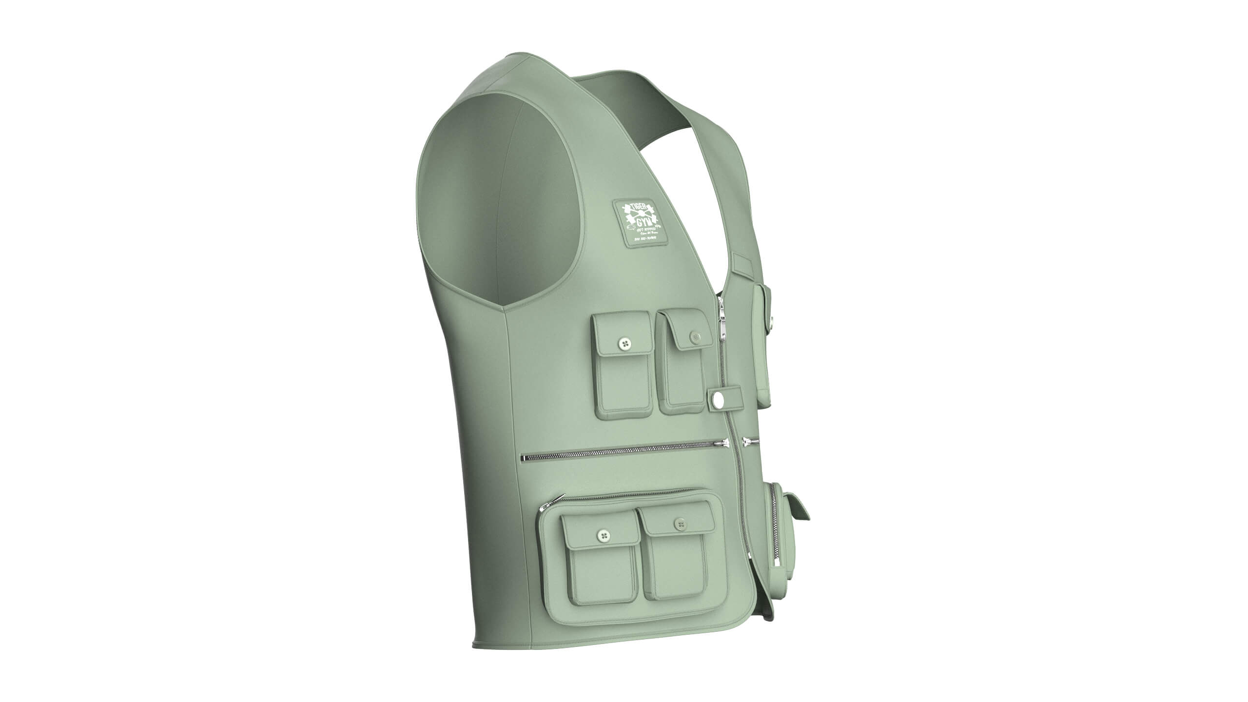 Men Full-Zip Tactical Utility Vest with Patch 3D Model