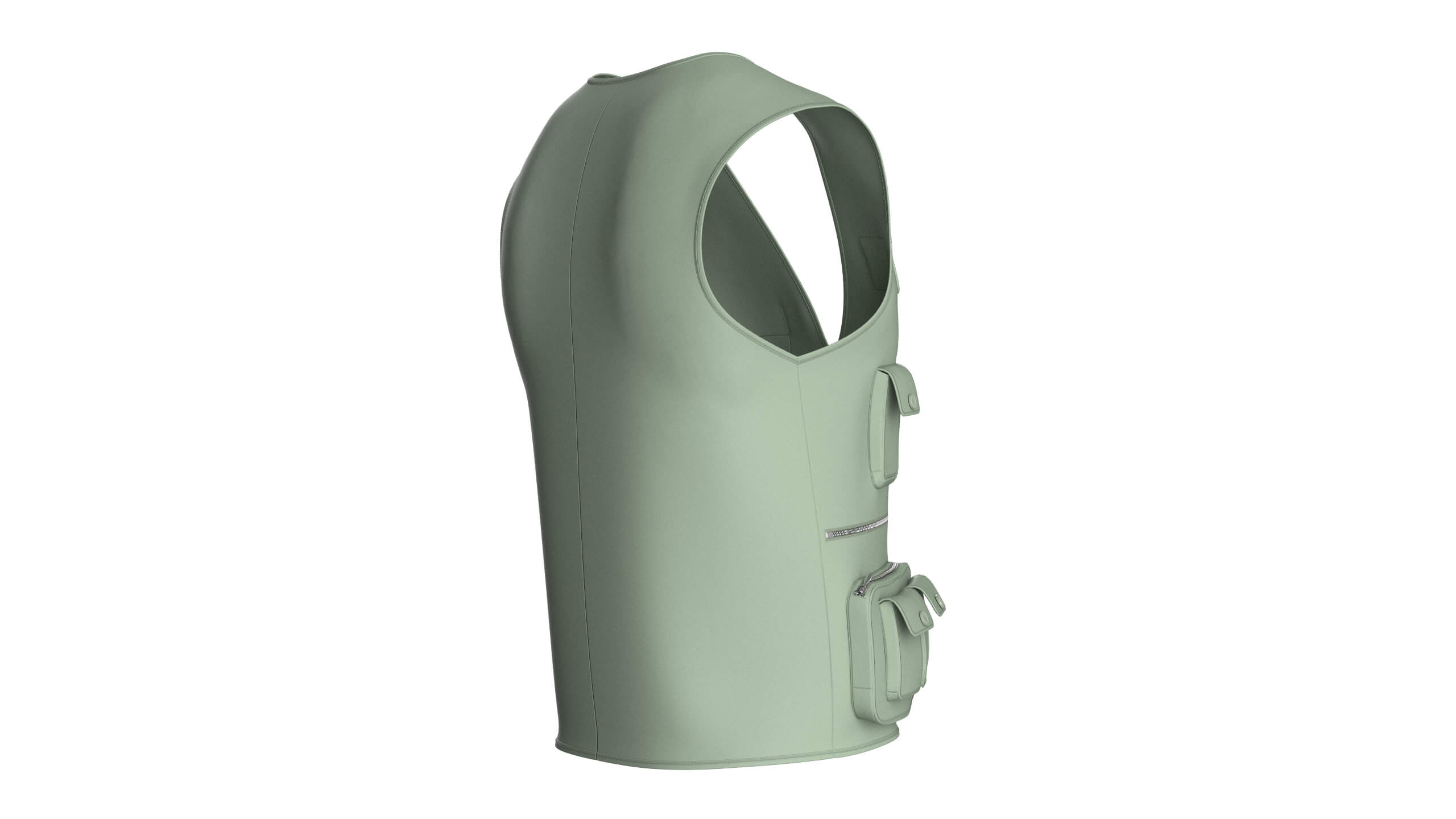 Men Full-Zip Tactical Utility Vest with Patch 3D Model