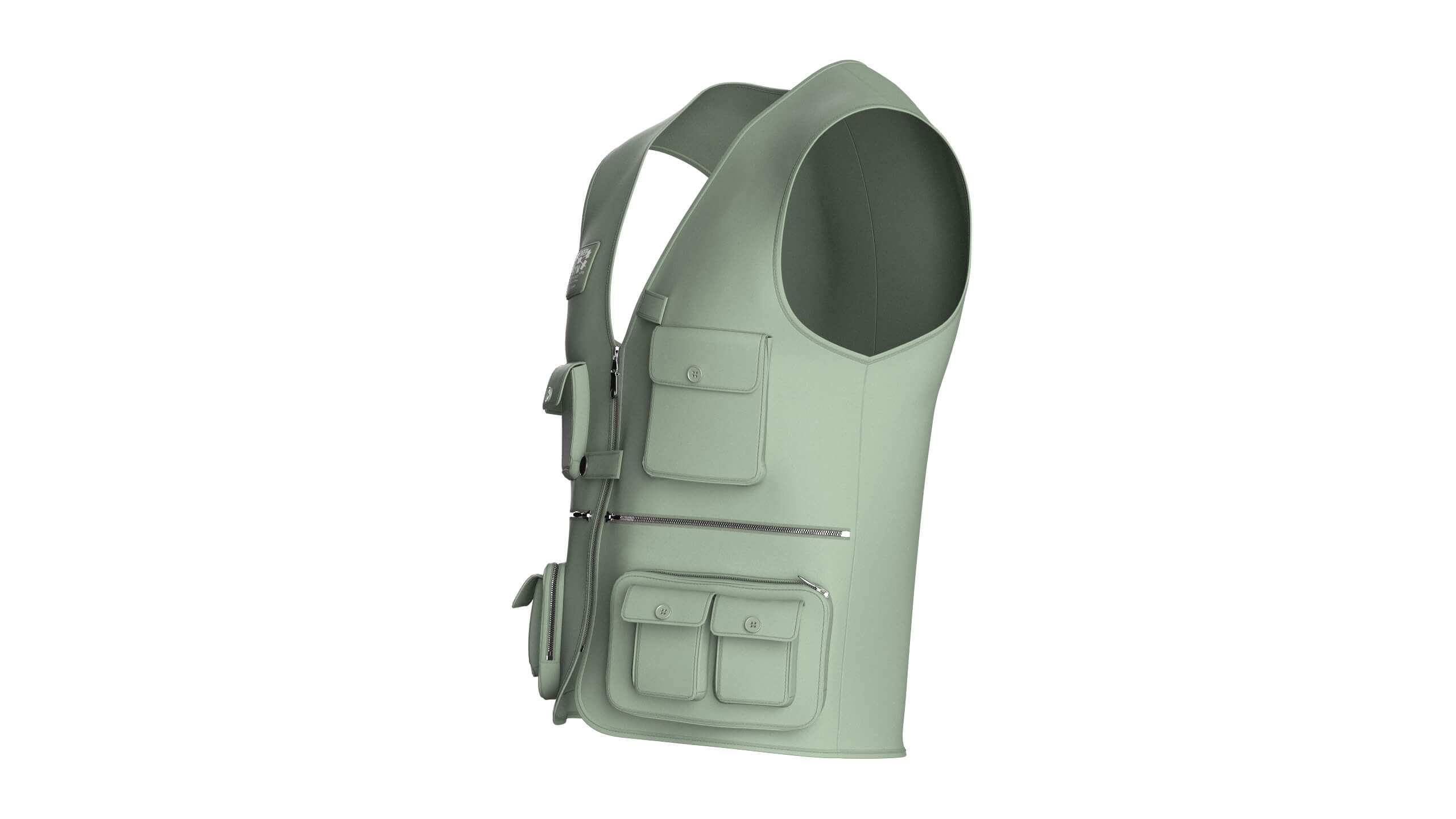Men Full-Zip Tactical Utility Vest with Patch 3D Model