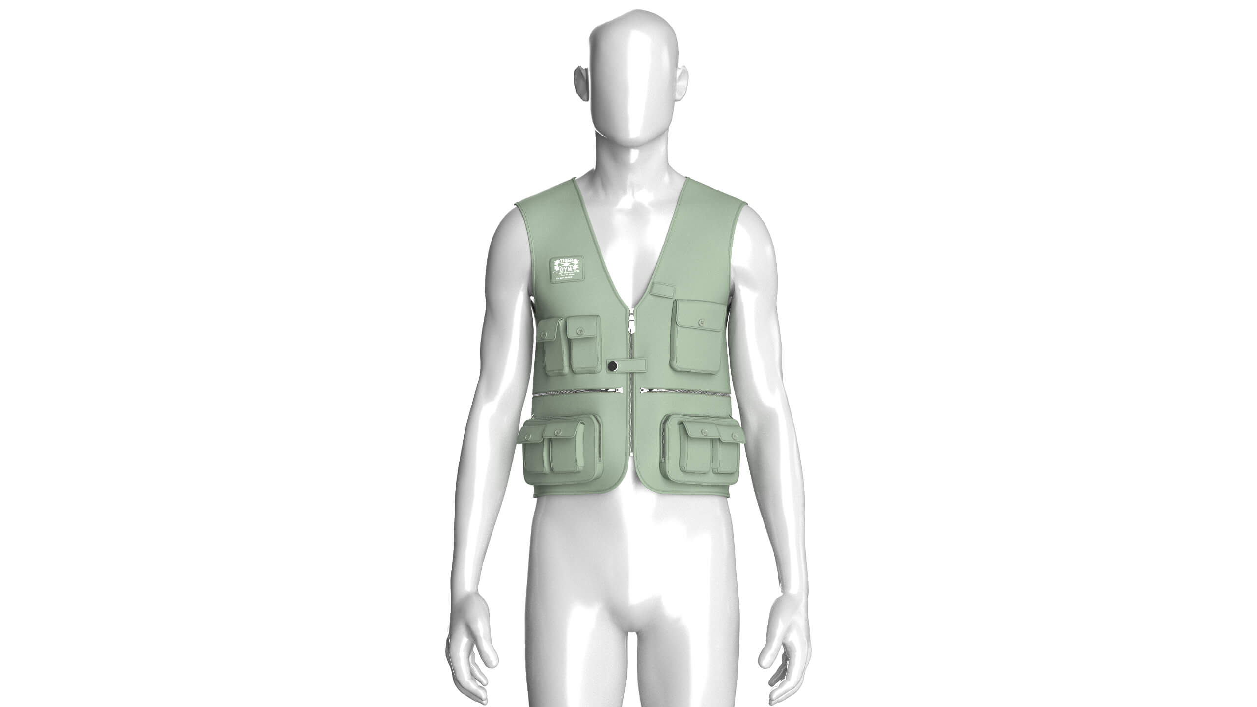 Men Full-Zip Tactical Utility Vest with Patch 3D Model