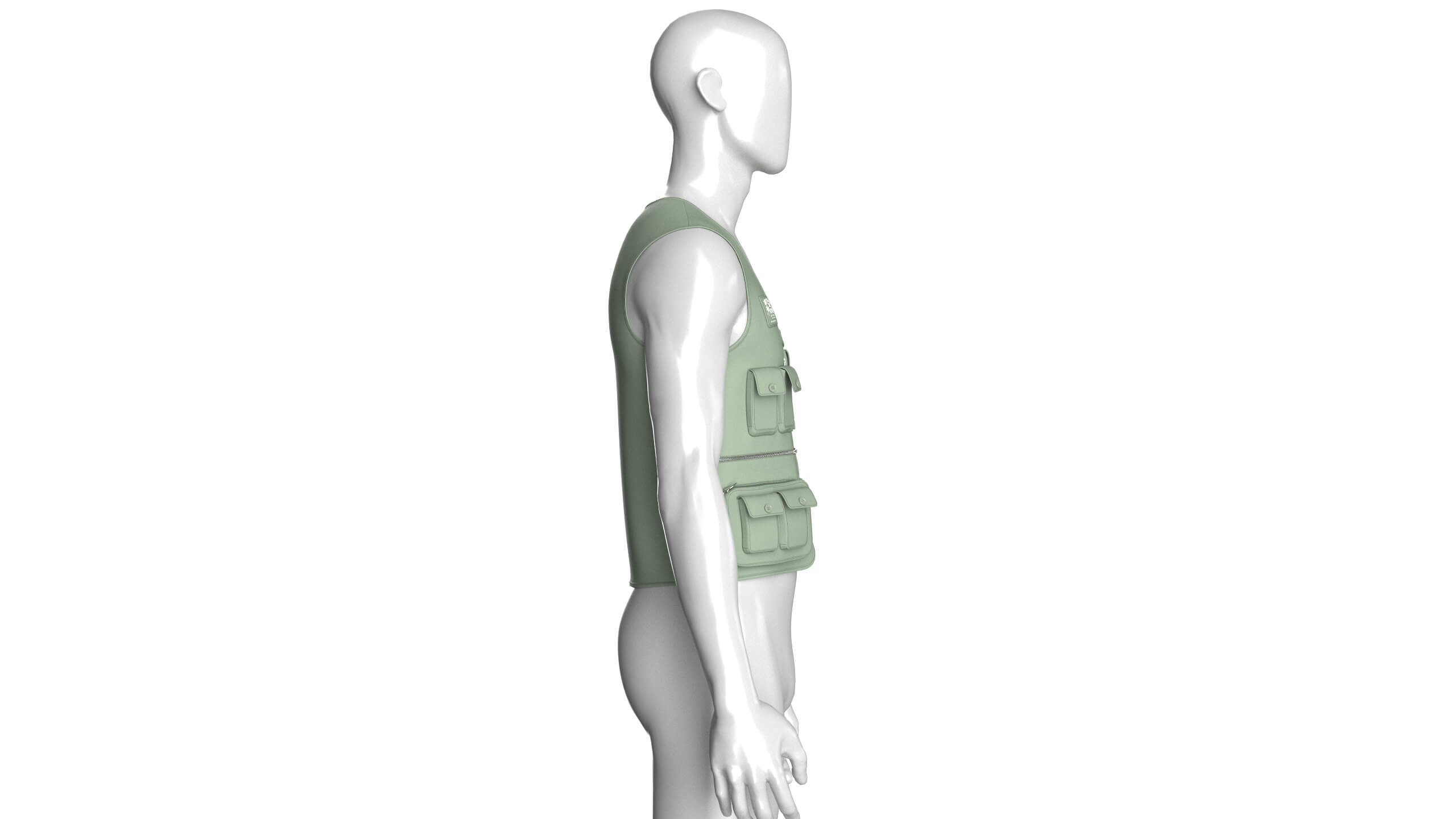 Men Full-Zip Tactical Utility Vest with Patch 3D Model