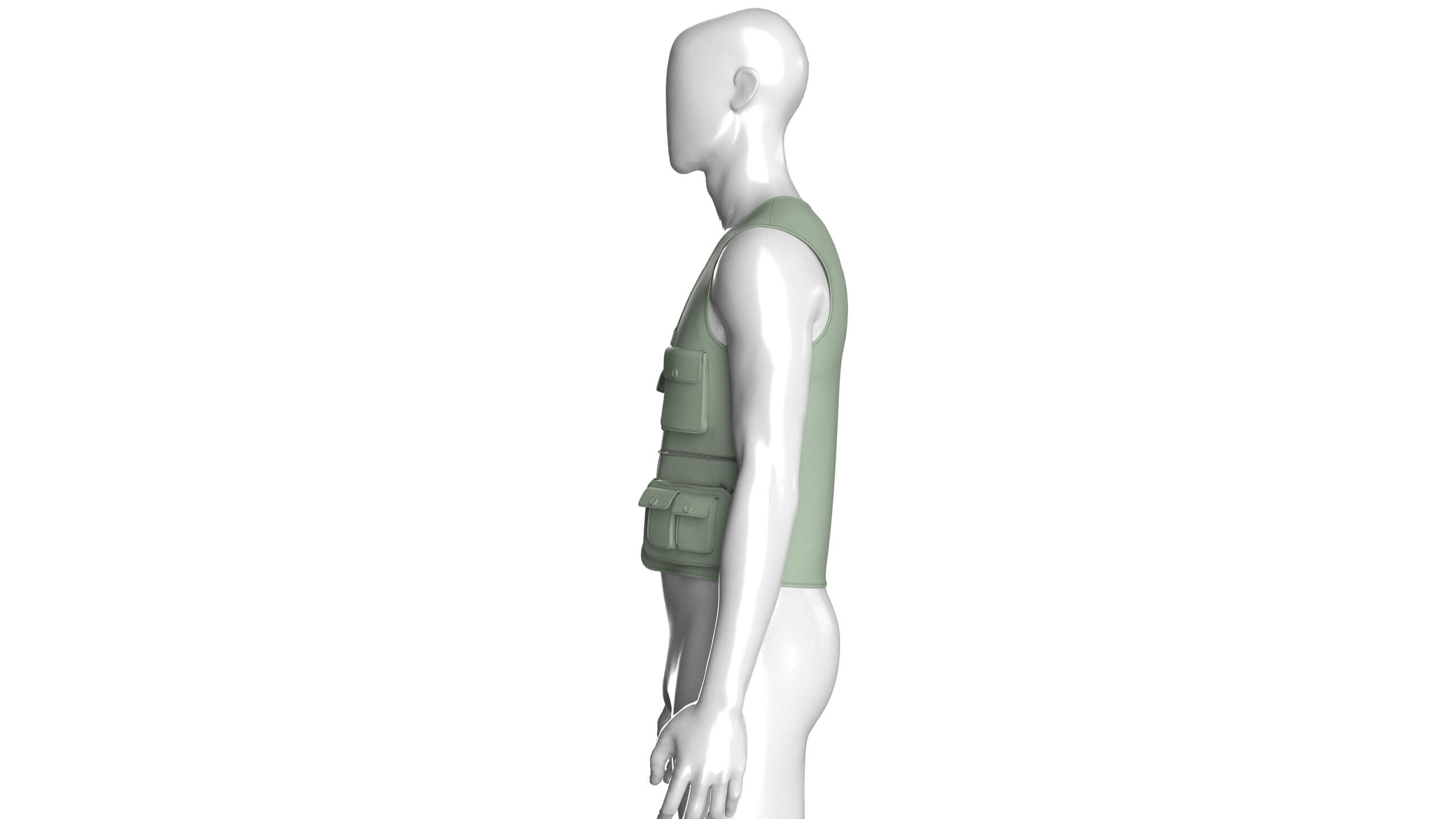 Men Full-Zip Tactical Utility Vest with Patch 3D Model