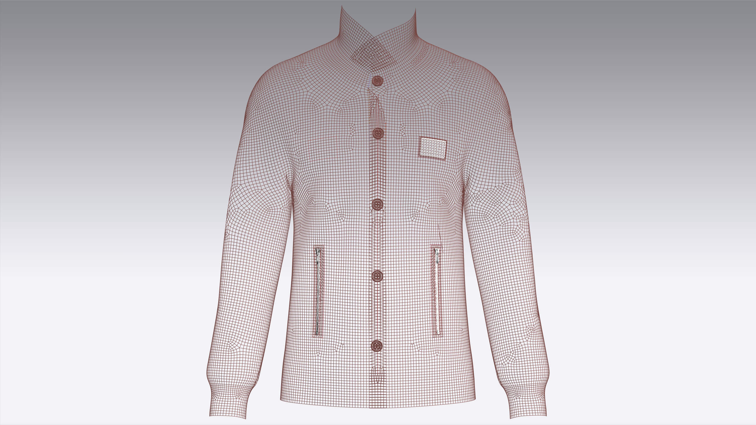 Men High Collar Buttoned Knit Jacket 3D Model