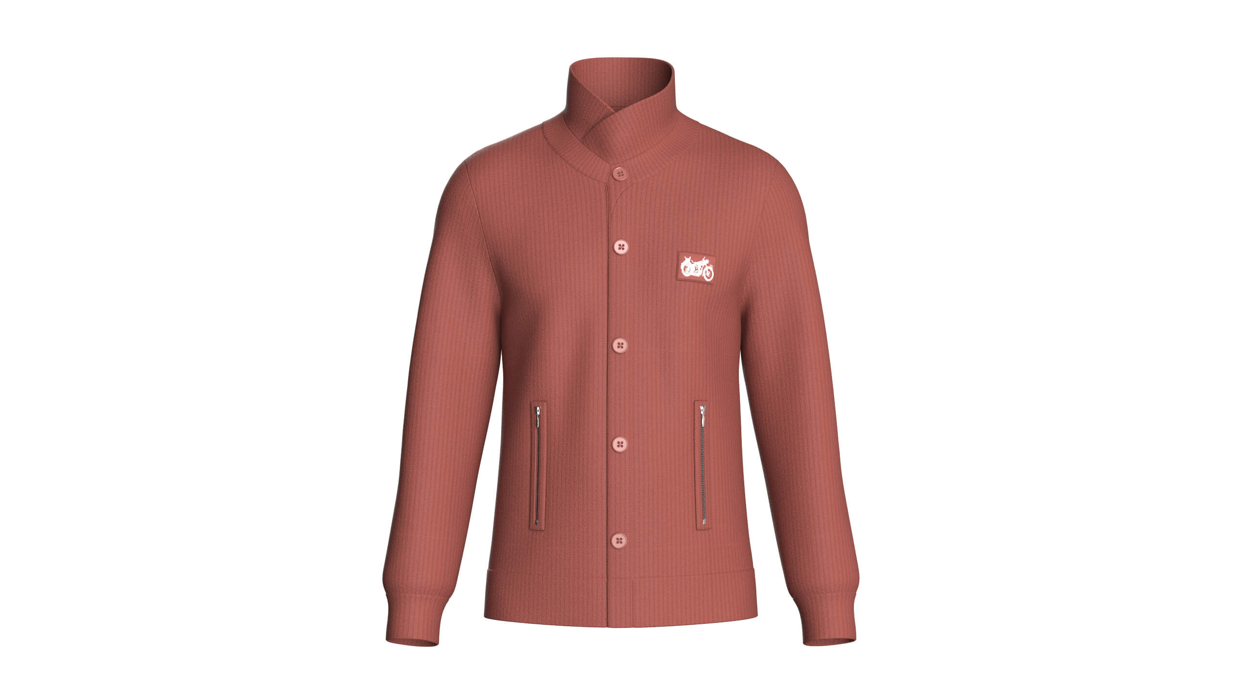 Men High Collar Buttoned Knit Jacket 3D Model