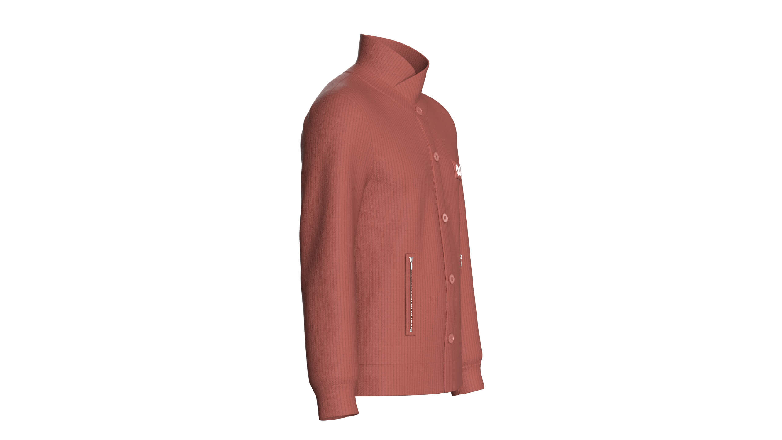 Men High Collar Buttoned Knit Jacket 3D Model
