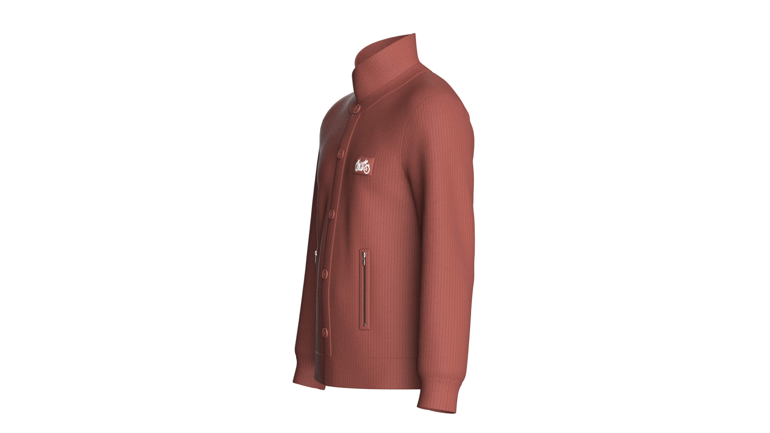 Men High Collar Buttoned Knit Jacket 3D Model