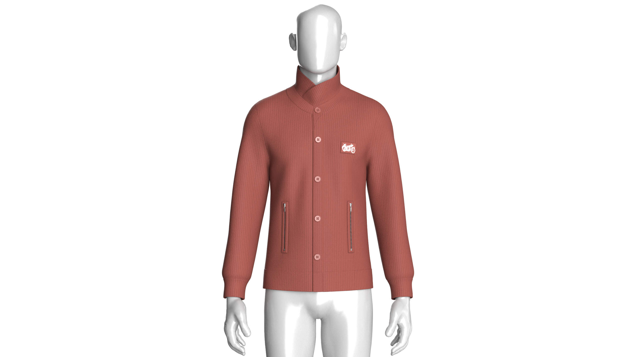 Men High Collar Buttoned Knit Jacket 3D Model