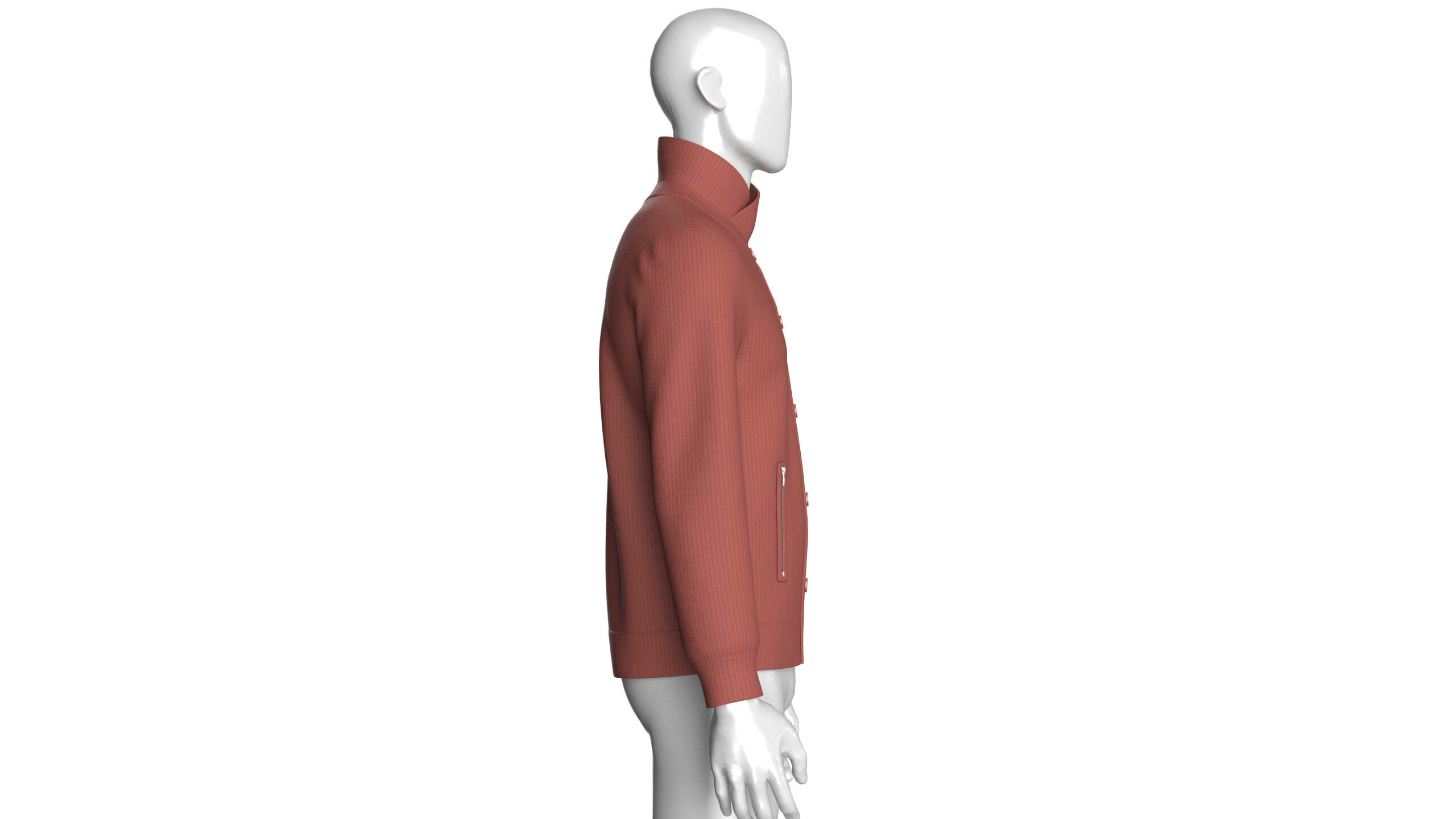 Men High Collar Buttoned Knit Jacket 3D Model