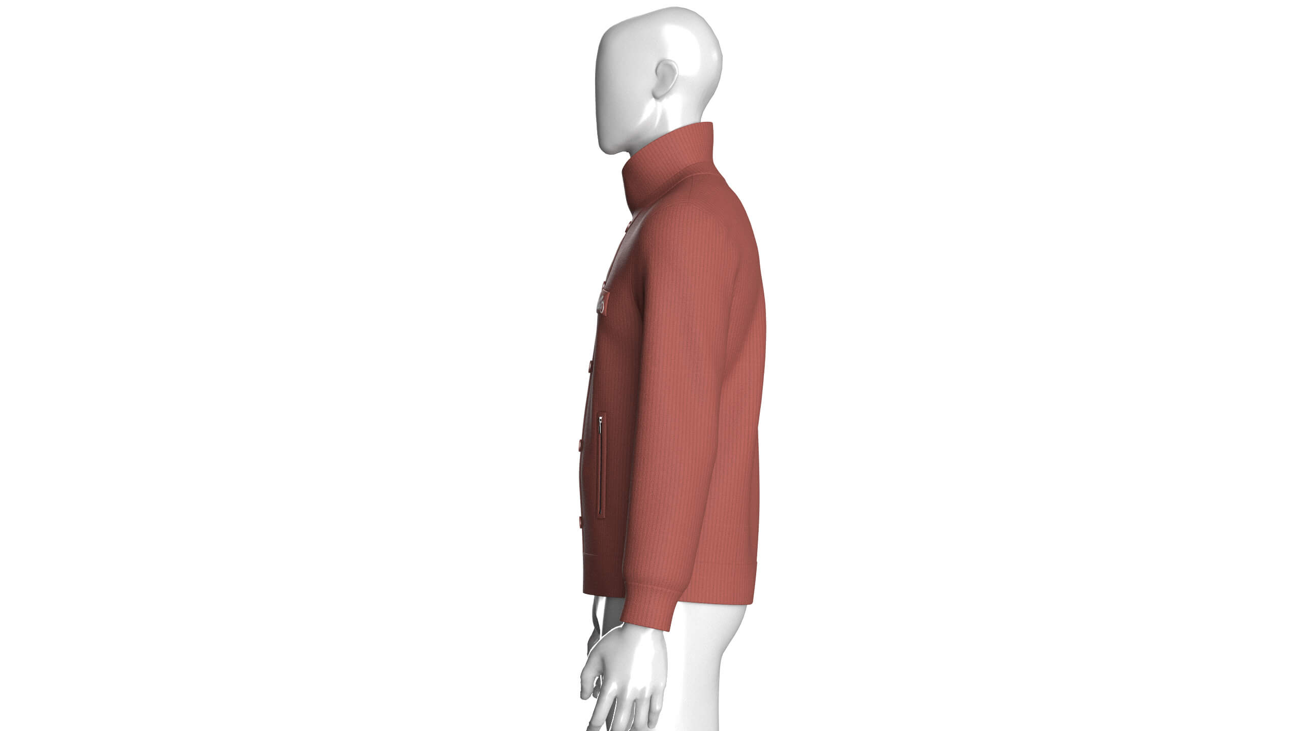 Men High Collar Buttoned Knit Jacket 3D Model