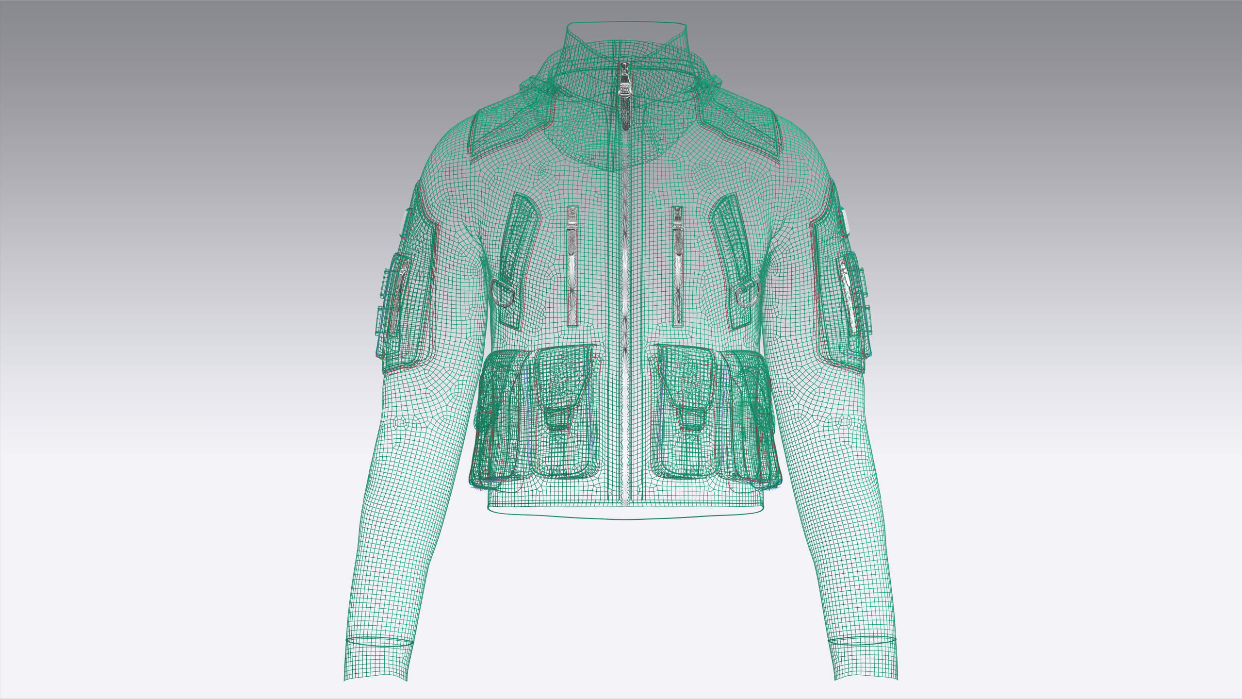 Men High Stand-Collar Full Zip Tactical Jacket 3D Model
