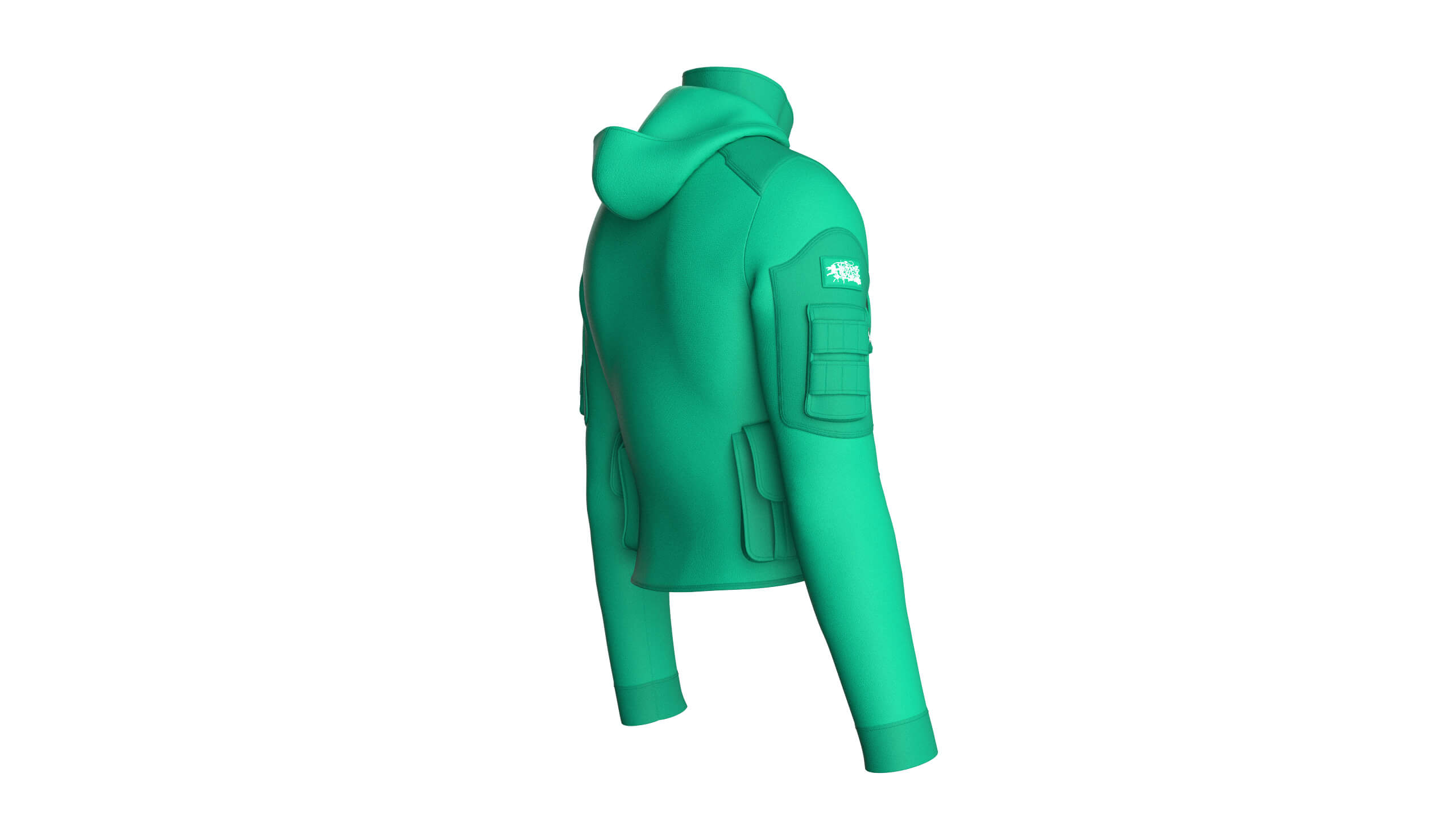 Men High Stand-Collar Full Zip Tactical Jacket 3D Model
