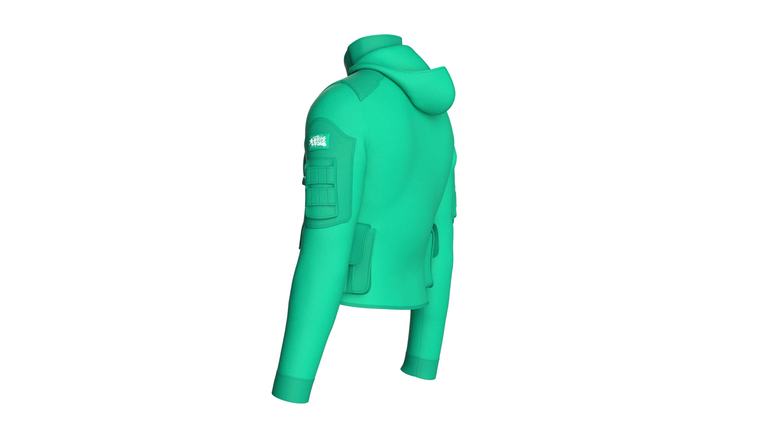 Men High Stand-Collar Full Zip Tactical Jacket 3D Model