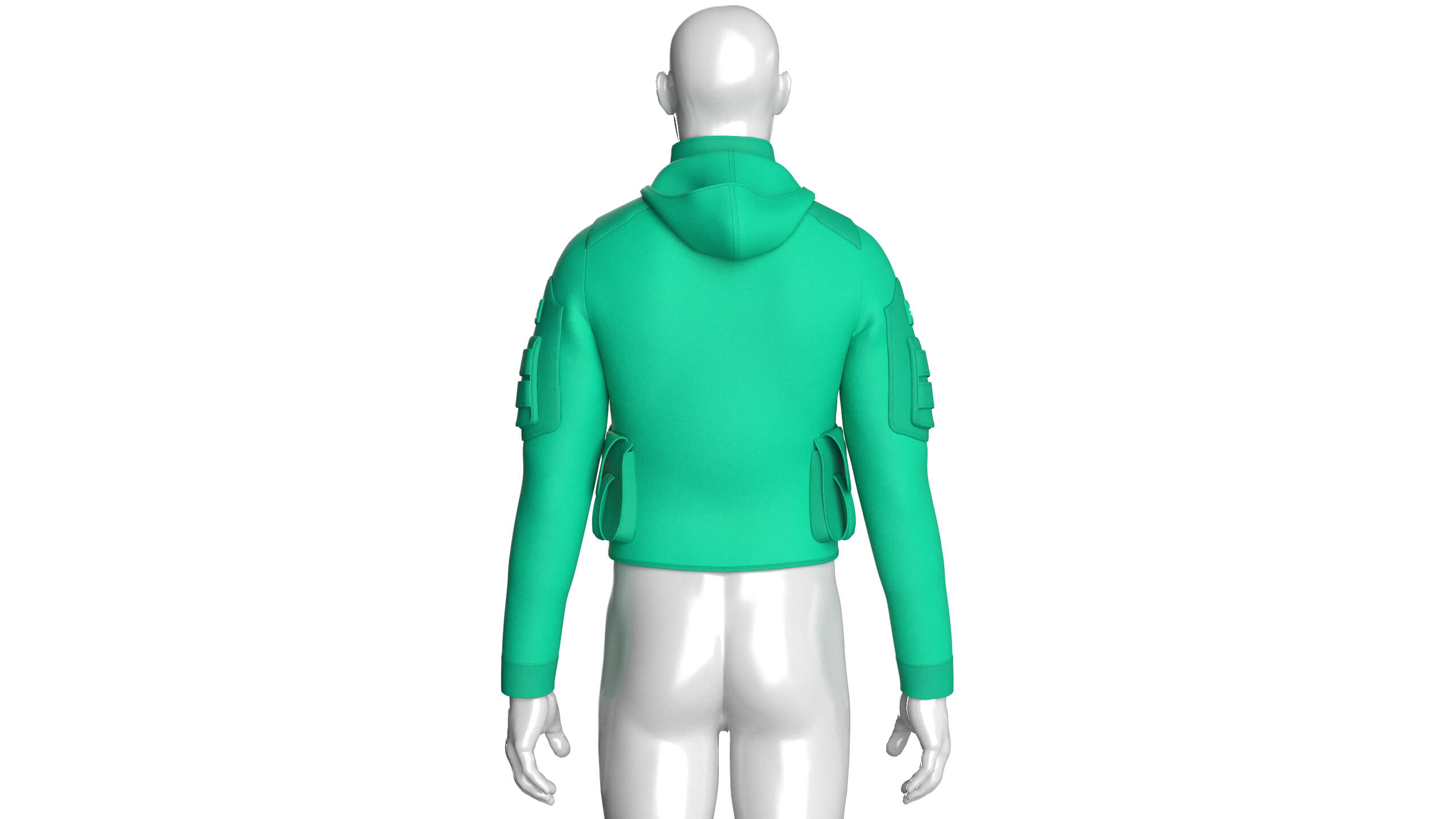 Men High Stand-Collar Full Zip Tactical Jacket 3D Model