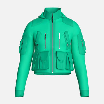 Men High Stand-Collar Full Zip Tactical Jacket