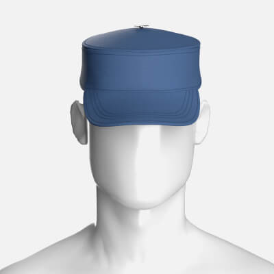 Men Kepi Cap with Central Button Accent