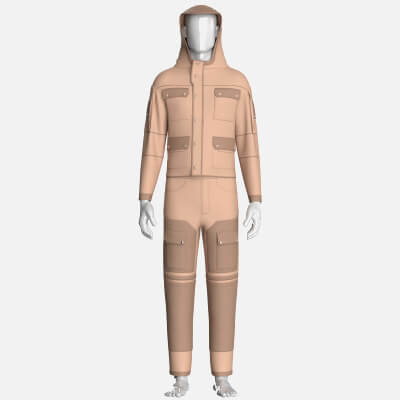 Men Multi-Pocket Hooded Jacket with Pant-Outfit