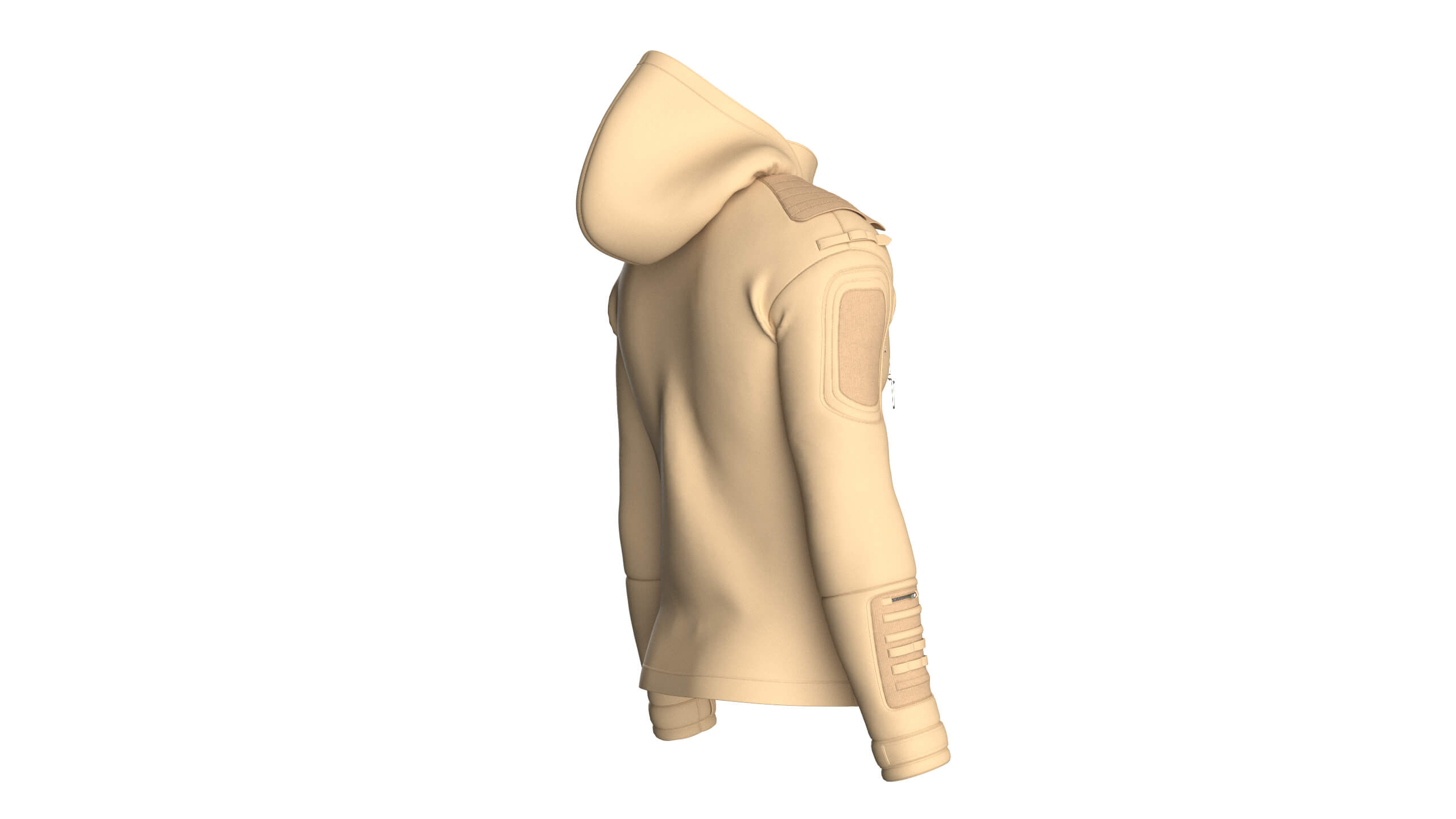 Men Multi Zip Pocket Hooded Utility Jacket 3D Model