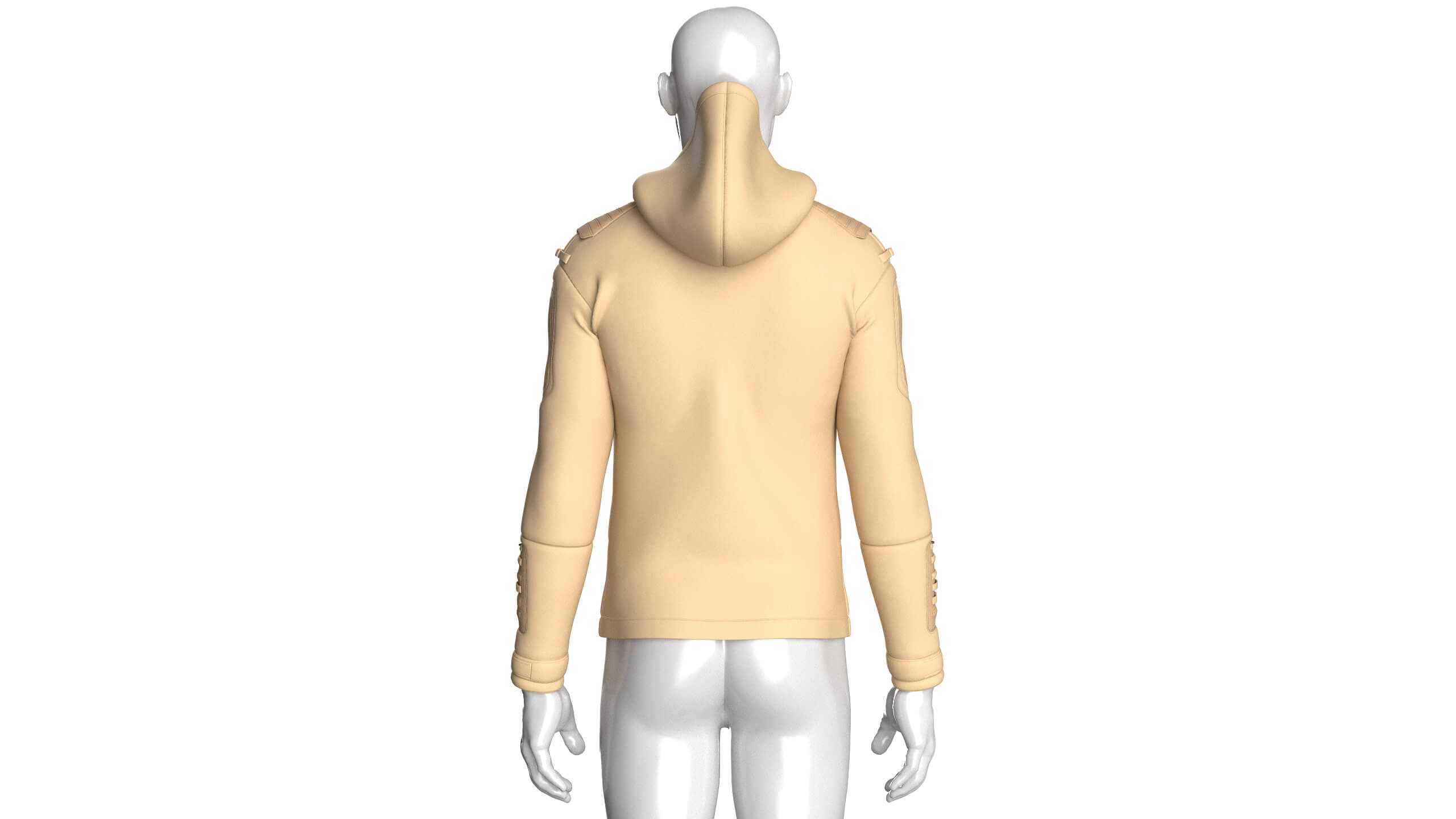 Men Multi Zip Pocket Hooded Utility Jacket 3D Model