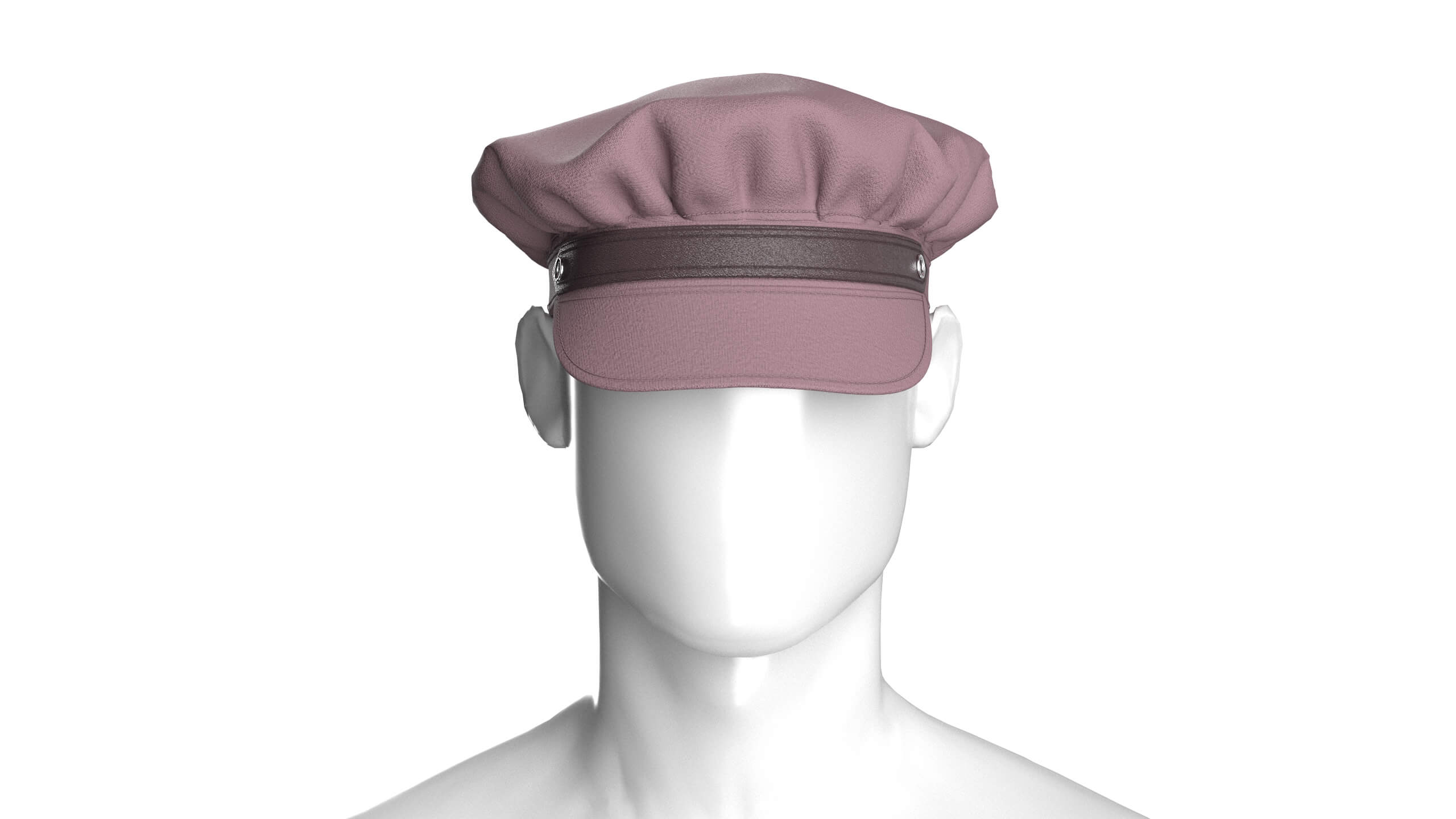 Men Newsboy Cap with Leather Strap 3D Model