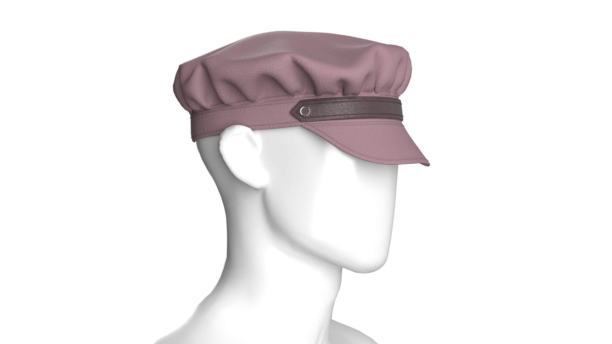 Men Newsboy Cap with Leather Strap 3D Model