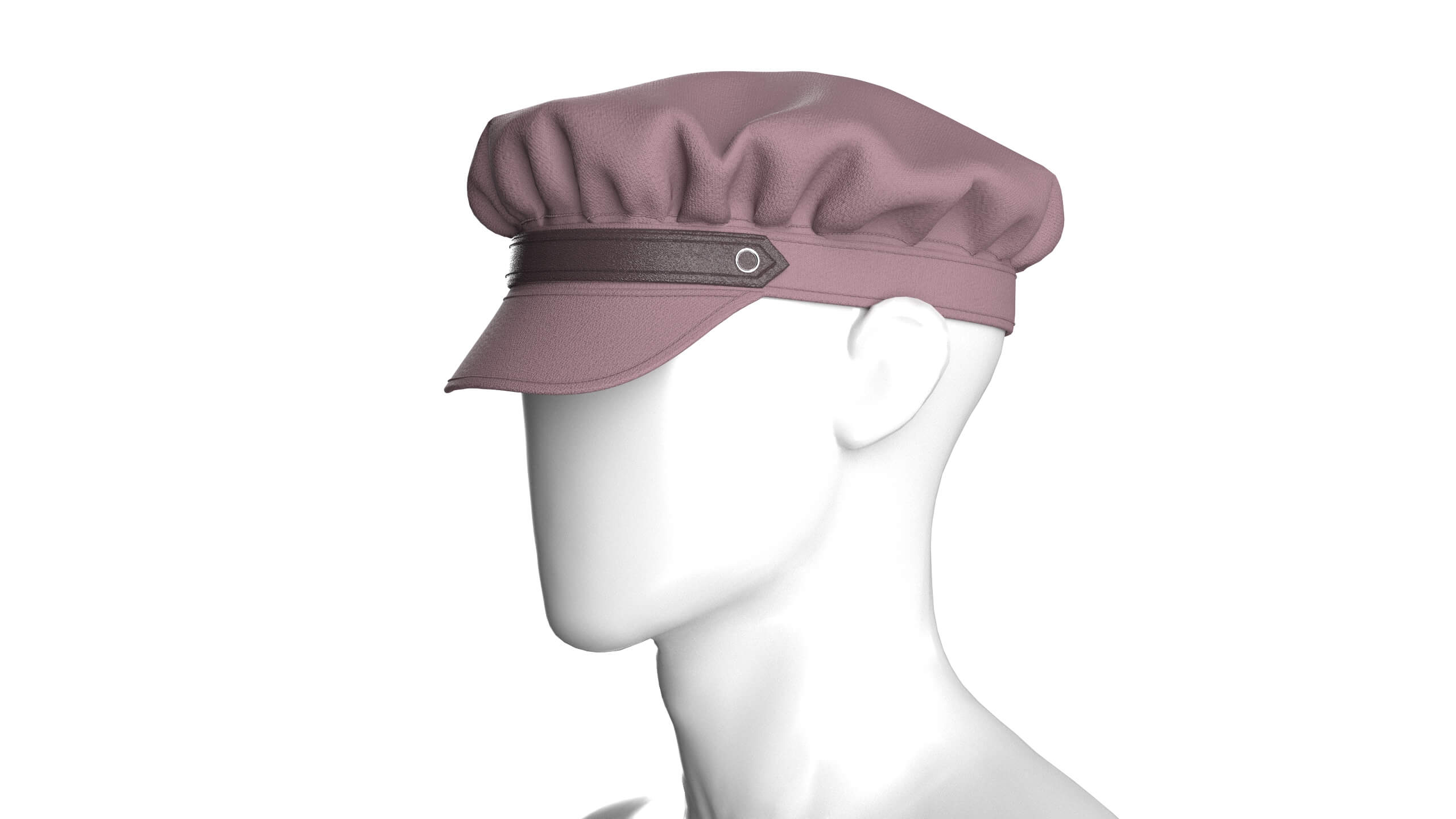 Men Newsboy Cap with Leather Strap 3D Model