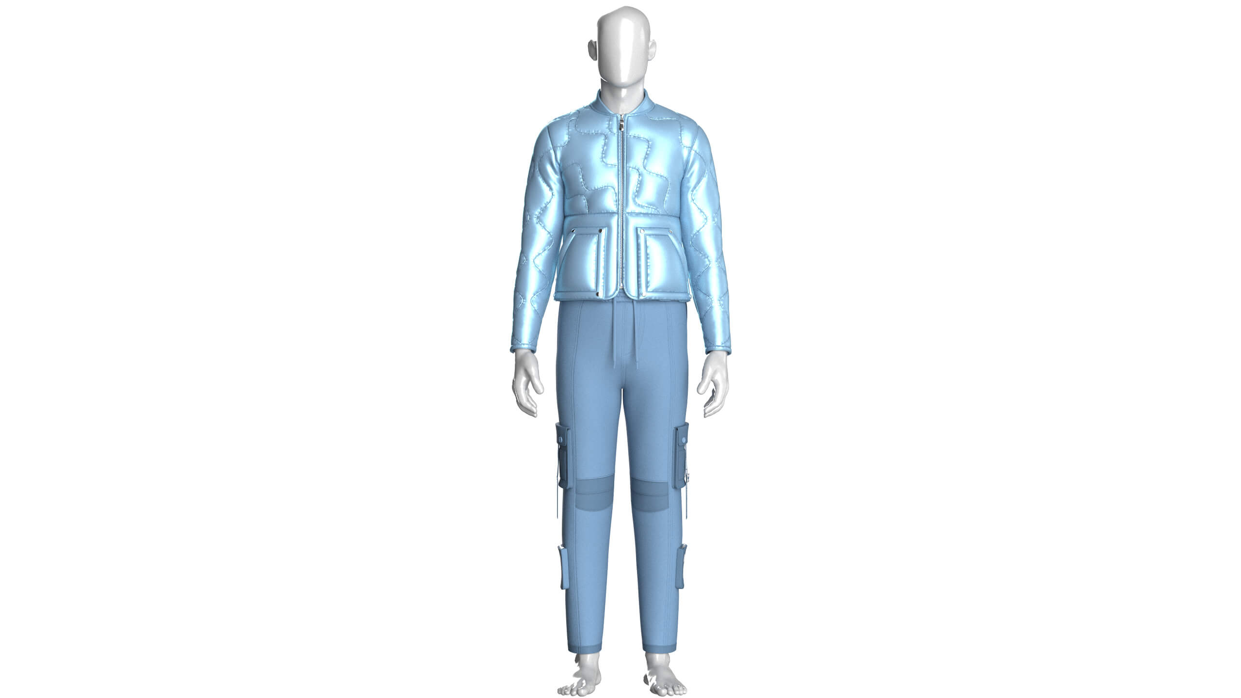 Men Puffer Jacket with Cargo Pant-Outfit V2 3D Model