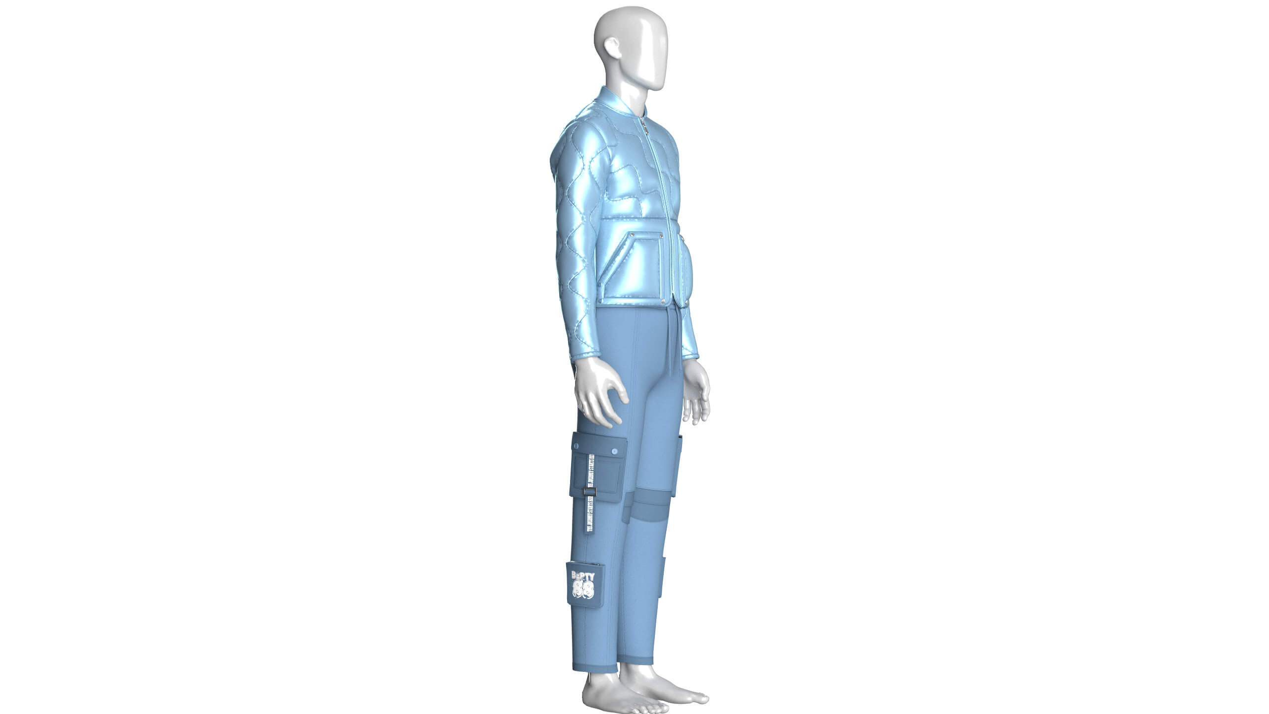 Men Puffer Jacket with Cargo Pant-Outfit V2 3D Model