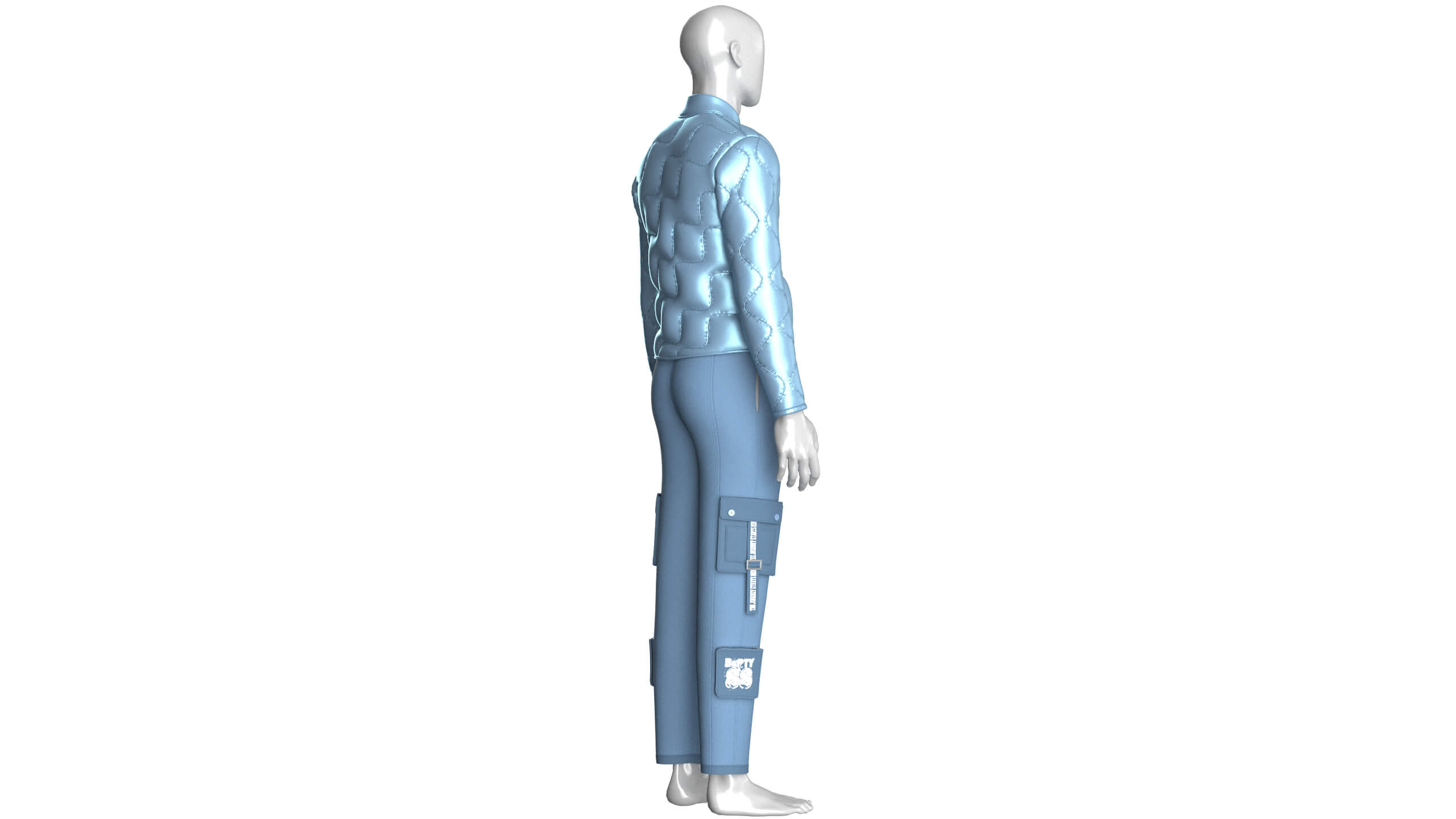 Men Puffer Jacket with Cargo Pant-Outfit V2 3D Model