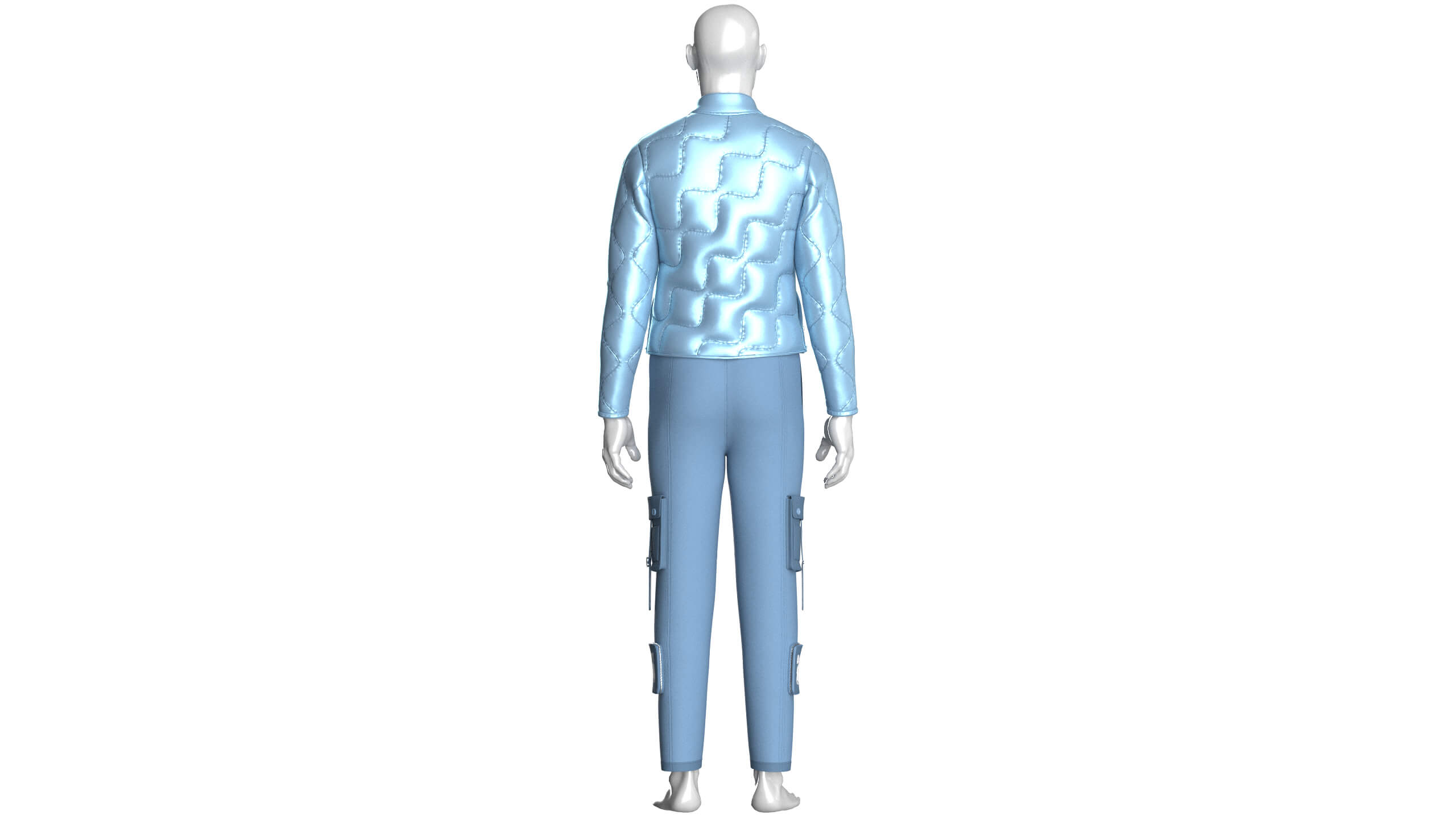 Men Puffer Jacket with Cargo Pant-Outfit V2 3D Model