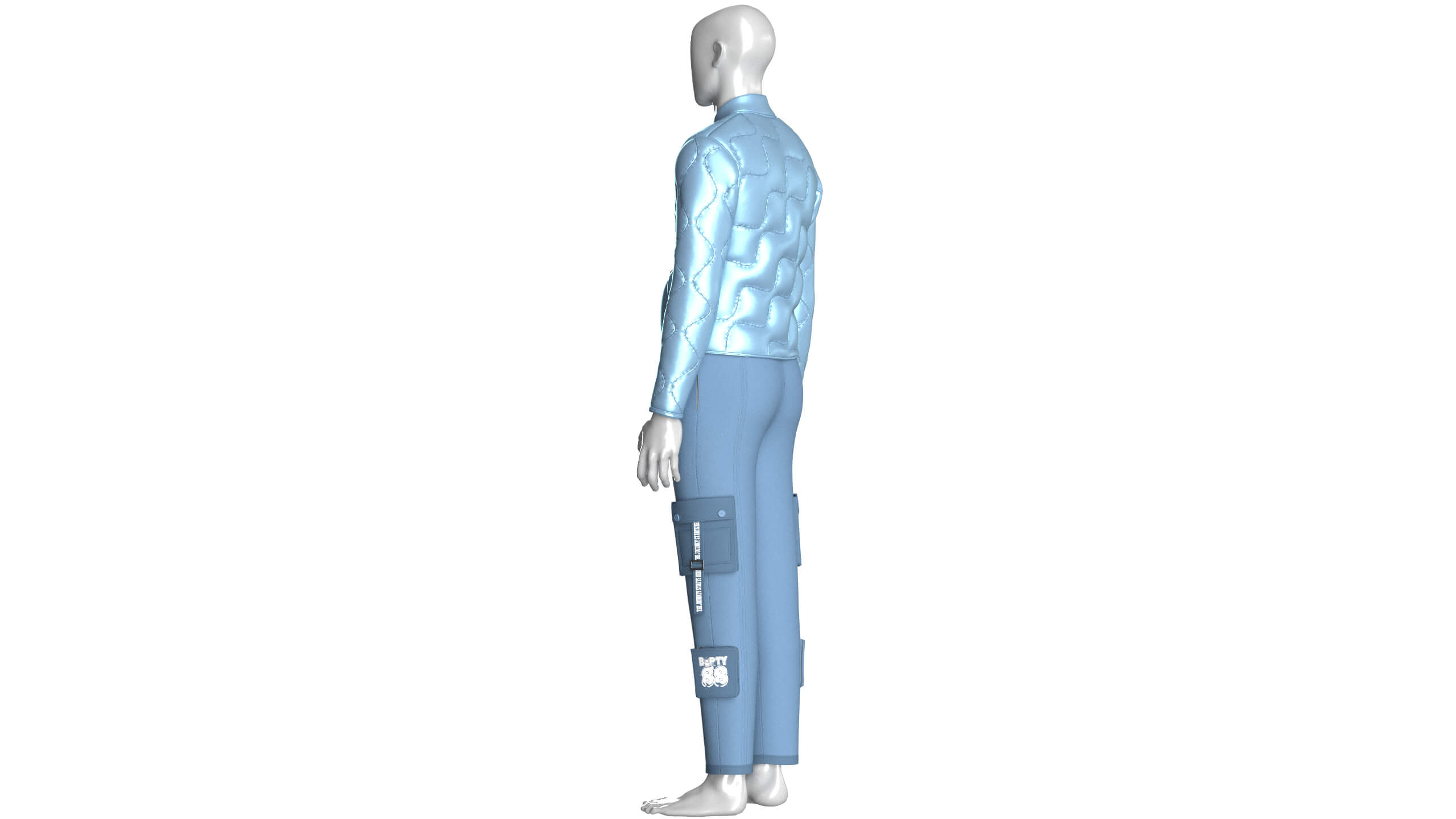 Men Puffer Jacket with Cargo Pant-Outfit V2 3D Model