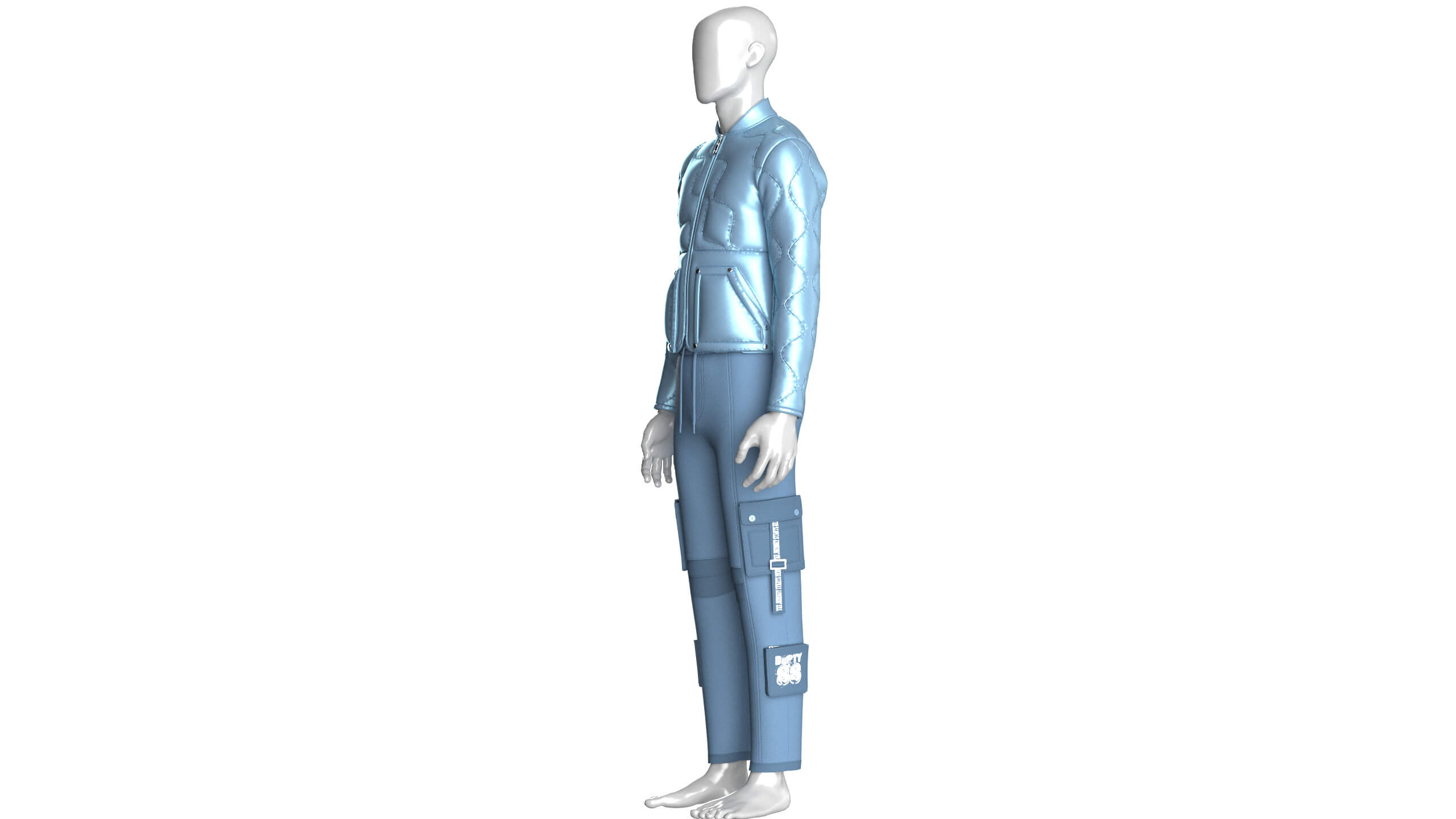 Men Puffer Jacket with Cargo Pant-Outfit V2 3D Model