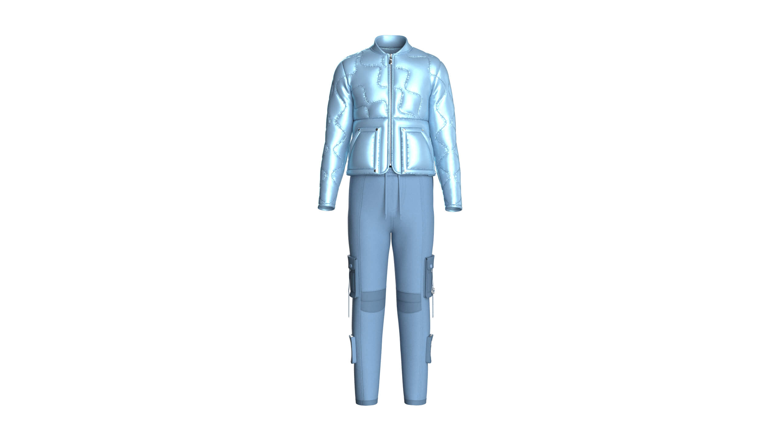 Men Puffer Jacket with Cargo Pant-Outfit V2 3D Model