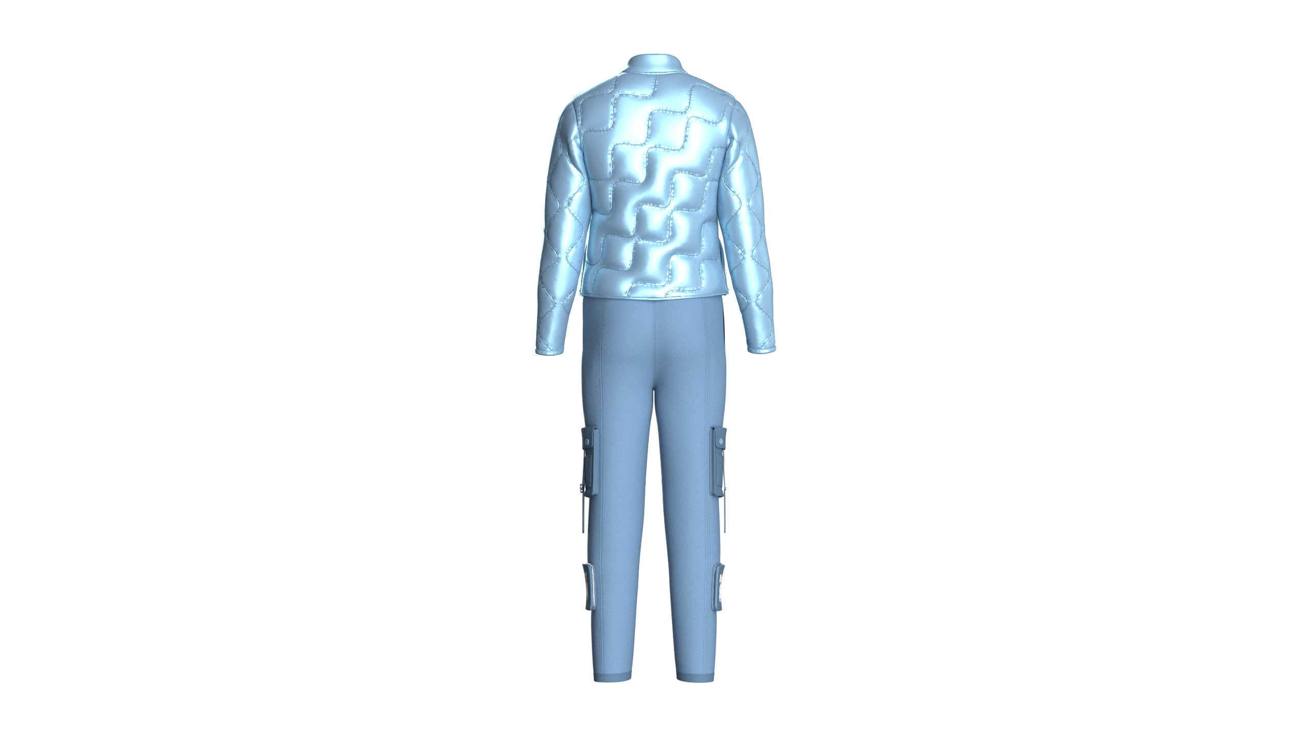 Men Puffer Jacket with Cargo Pant-Outfit V2 3D Model