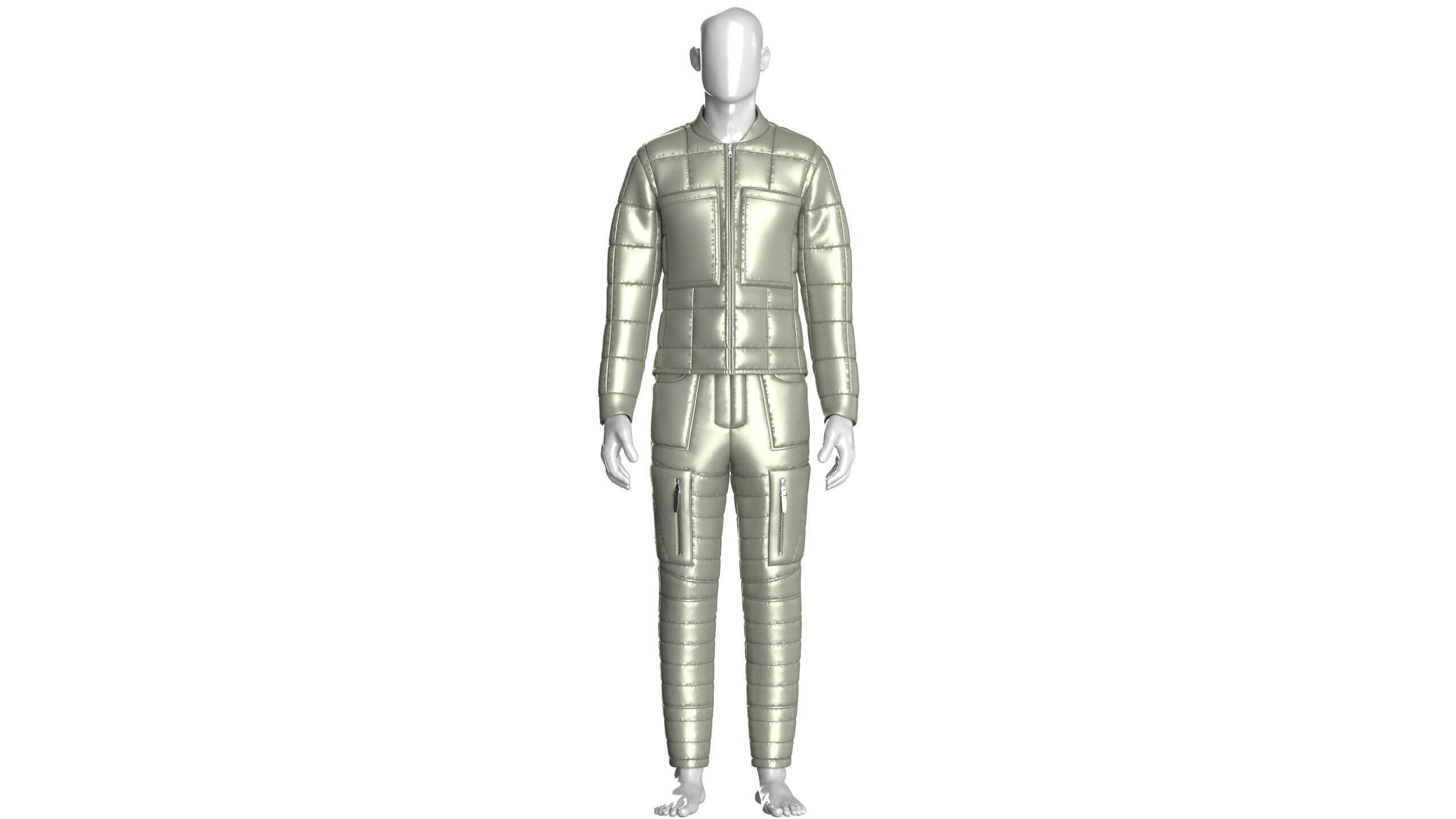Men Puffer Jacket with Pant-Outfit V2 3D Model