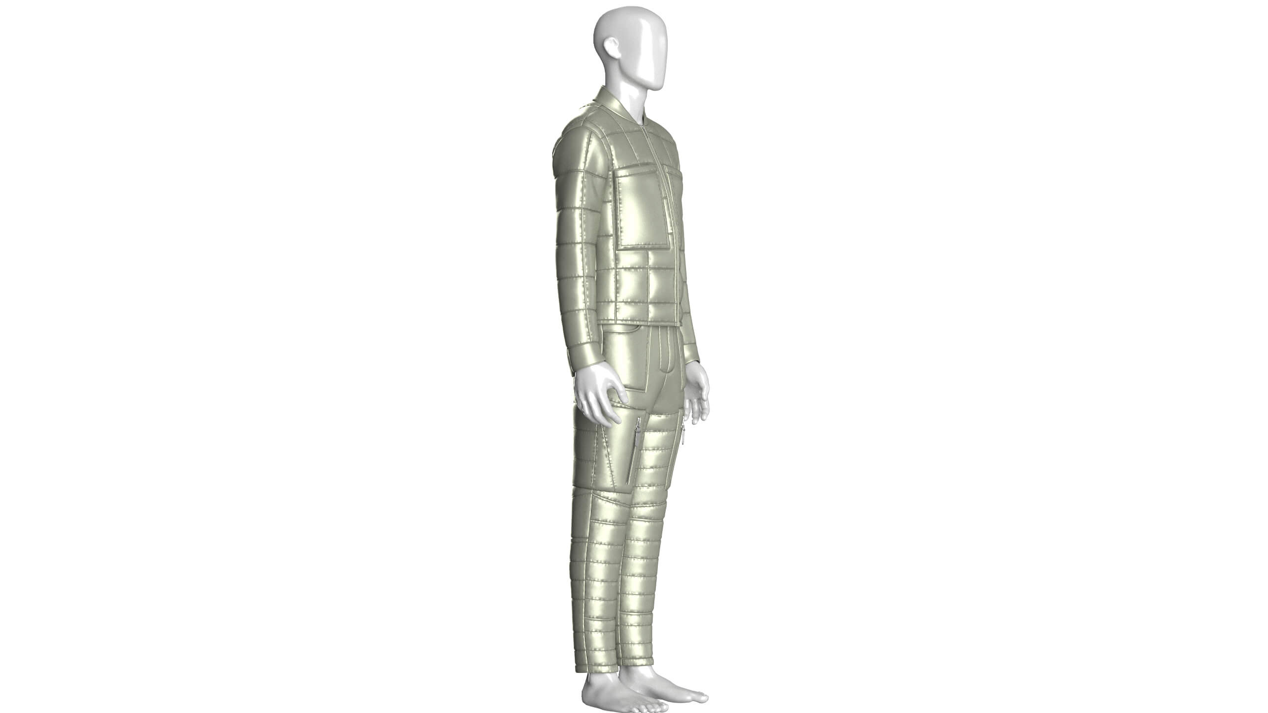 Men Puffer Jacket with Pant-Outfit V2 3D Model